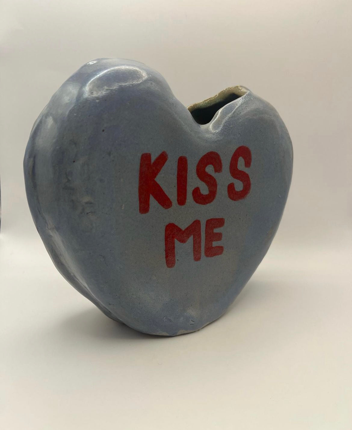 Ceramic KISS ME Conversation Heart Vase