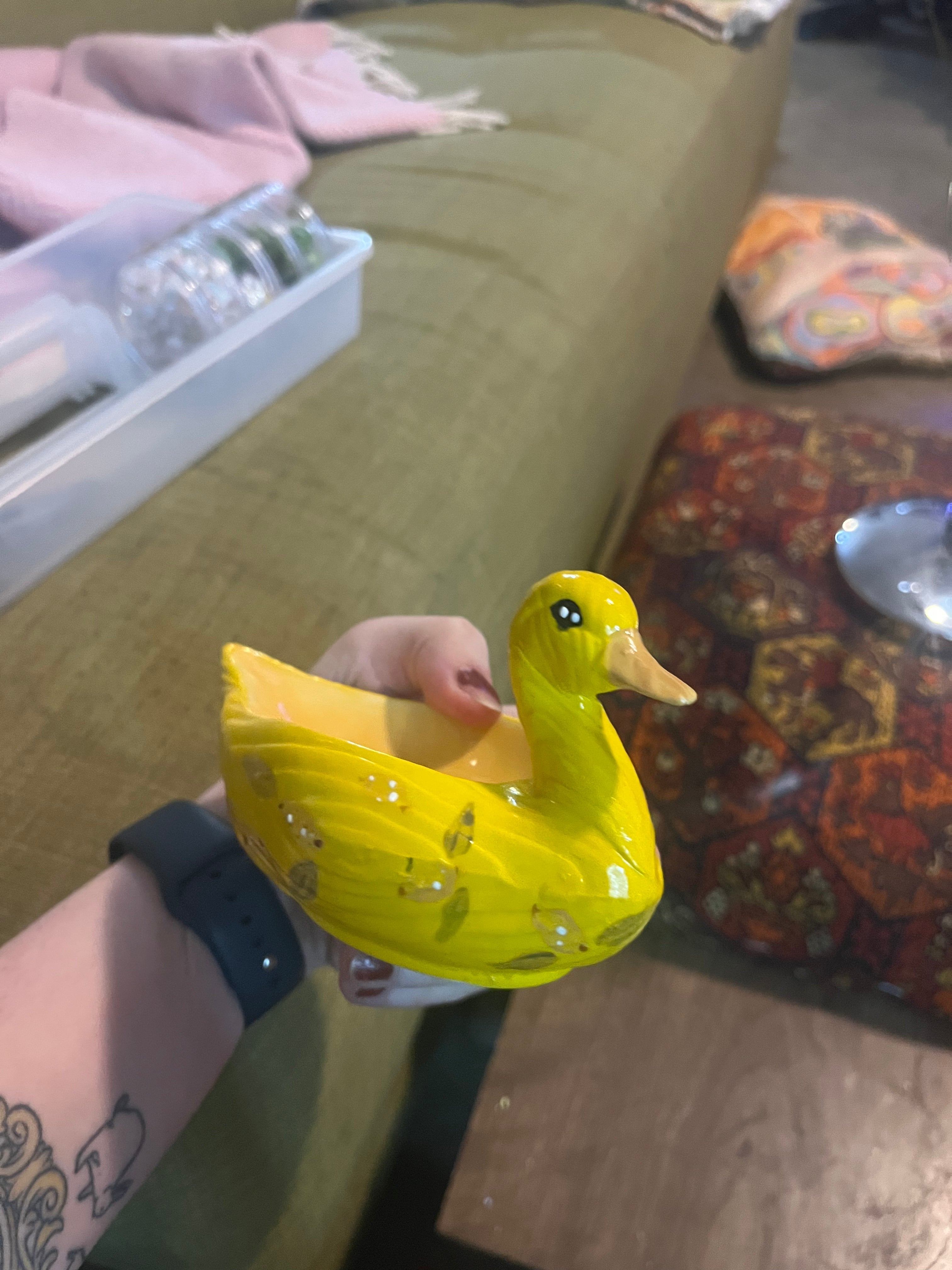 Ceramic Slip Casted Lemon Duck Trinket Dish