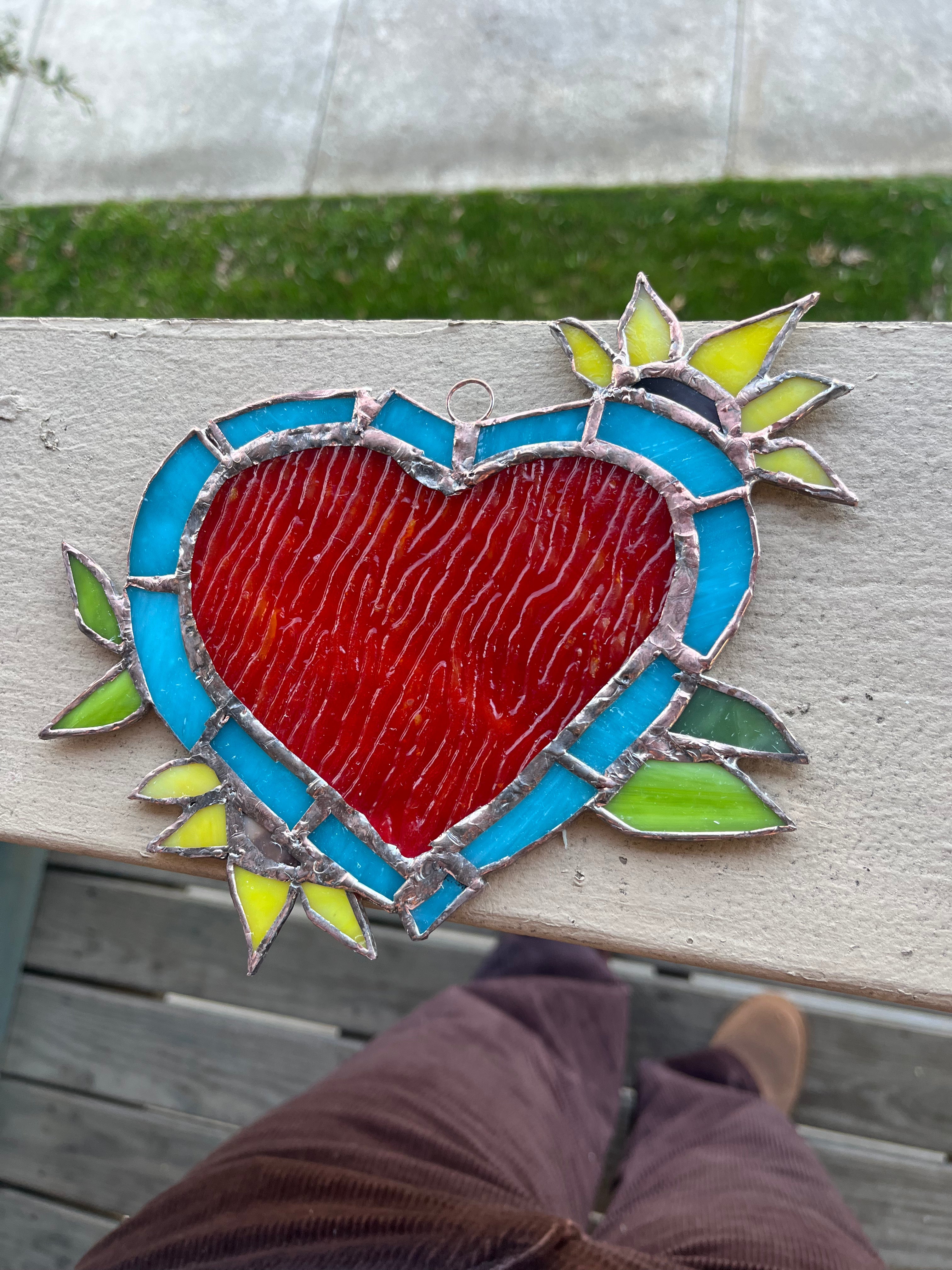 Sunflower Heart Stained Glass