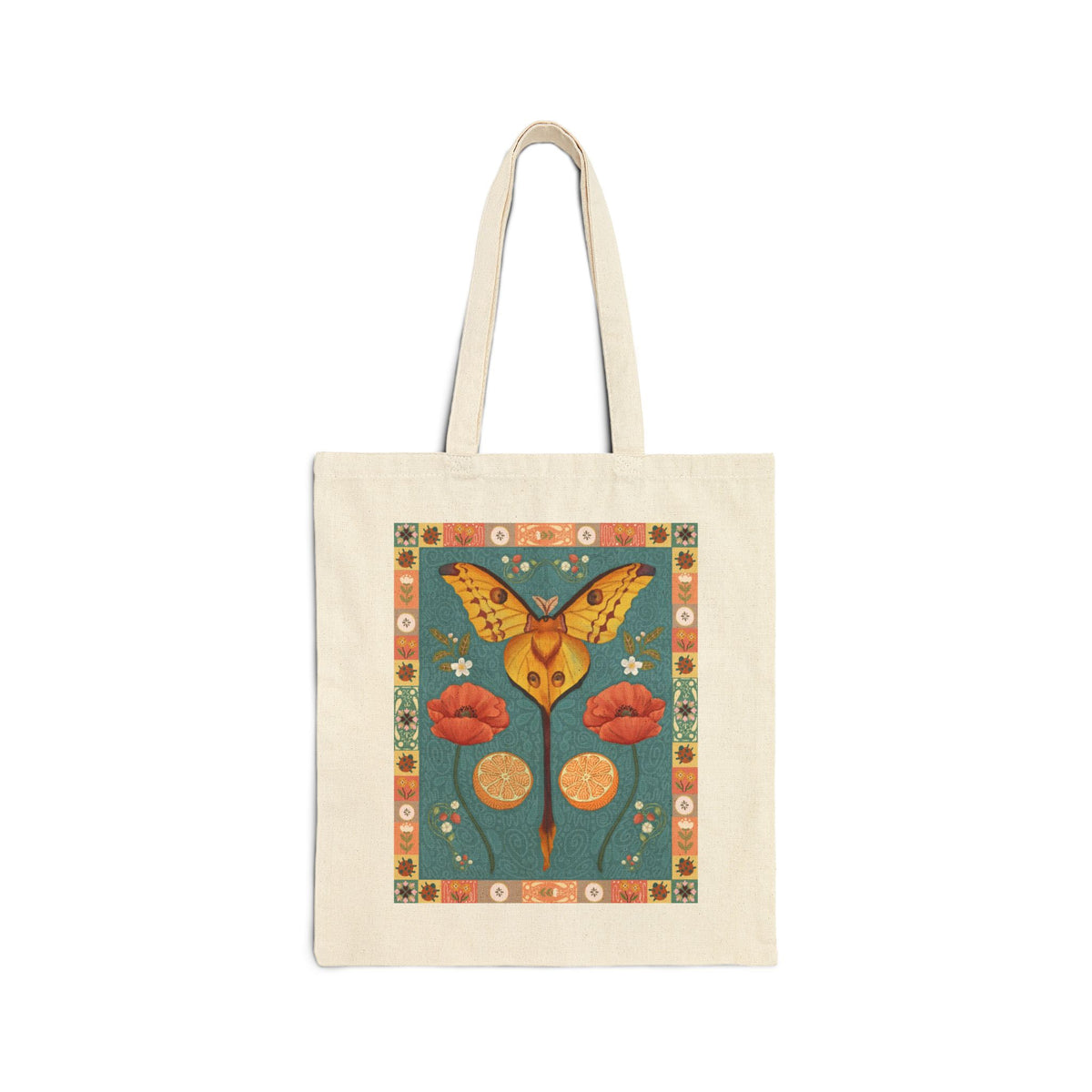 Folk Art Comet Moth Canvas Tote Bag