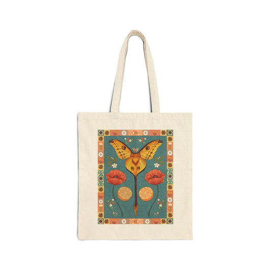 Folk Art Comet Moth Canvas Tote Bag