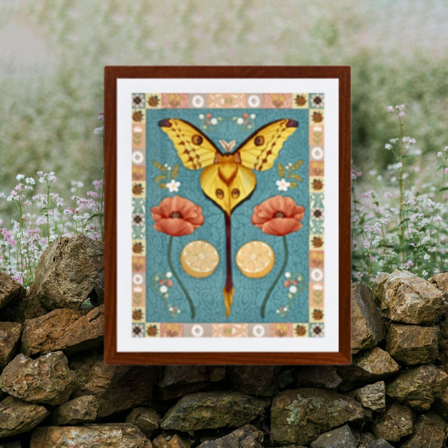 Folk Art Comet Moth Fine Art Print