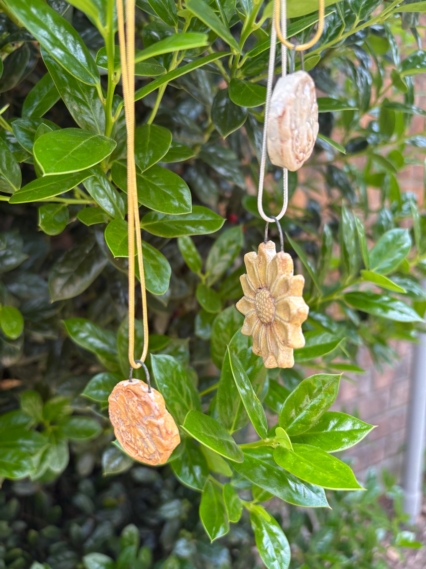 Ceramic Sunflower Necklace (Silver Chain)