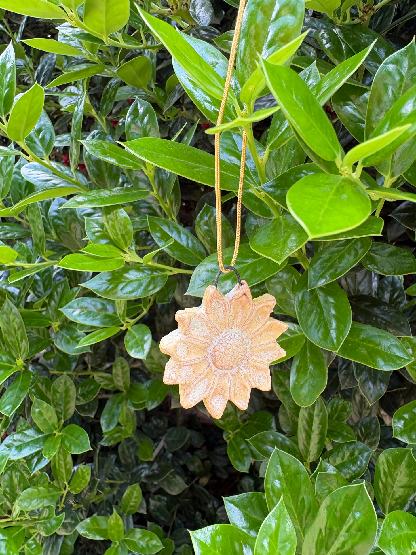 Ceramic Sunflower Necklace (Gold Chain)
