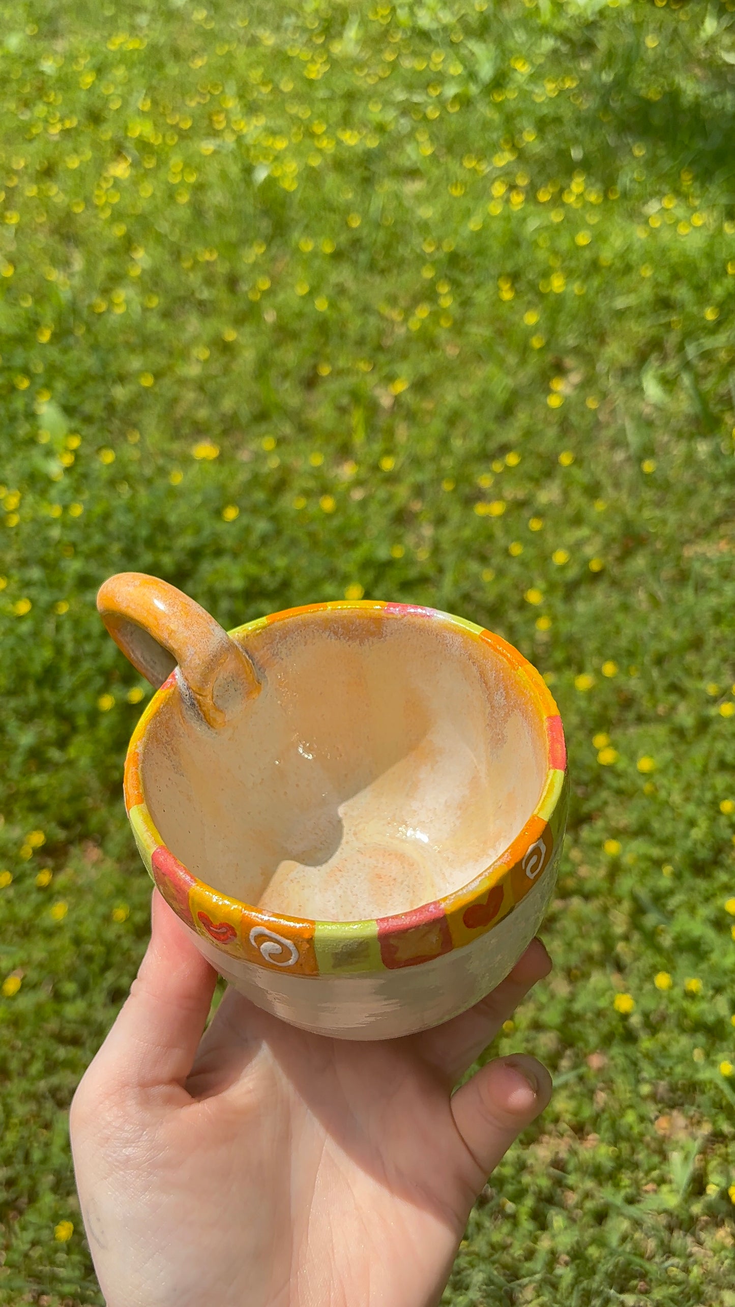 Folk Art Floral Ceramic Mug (Orange Edition)