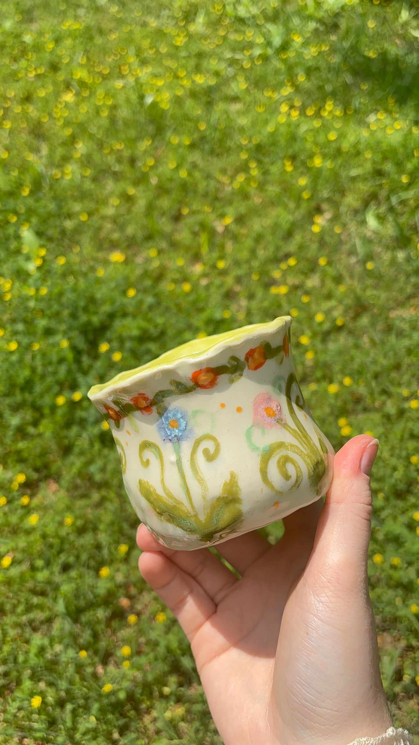 Folk Art Floral Ceramic Cup