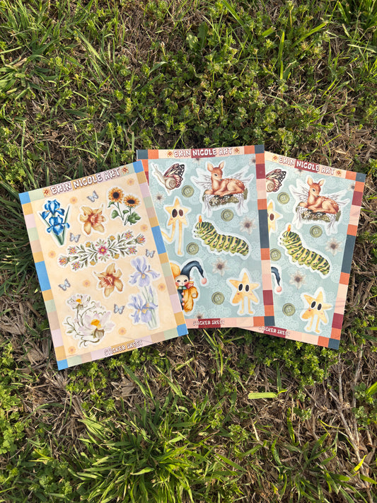 Folky Silly Critters 5x7 Sticker Sheet