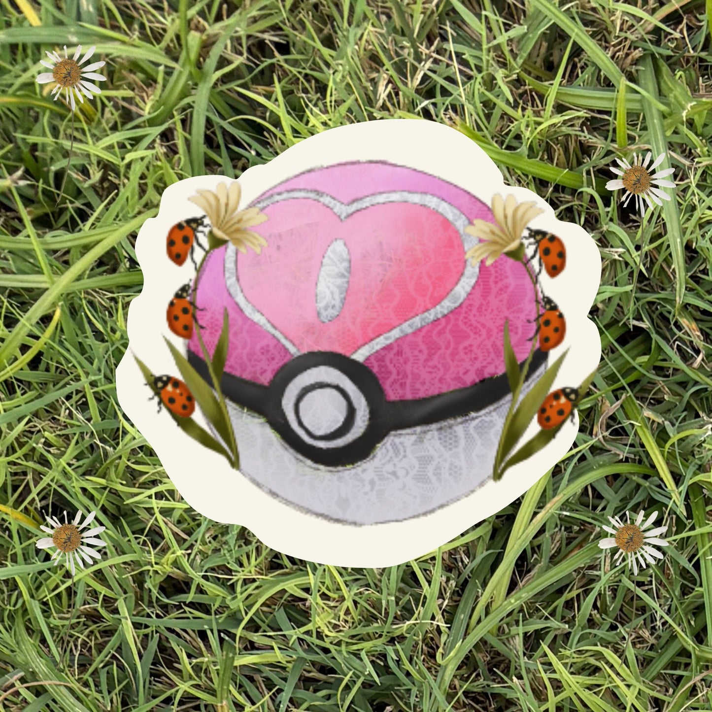 3" Folk Art Love Ball Poke Vinyl Sticker - The Poke Collection