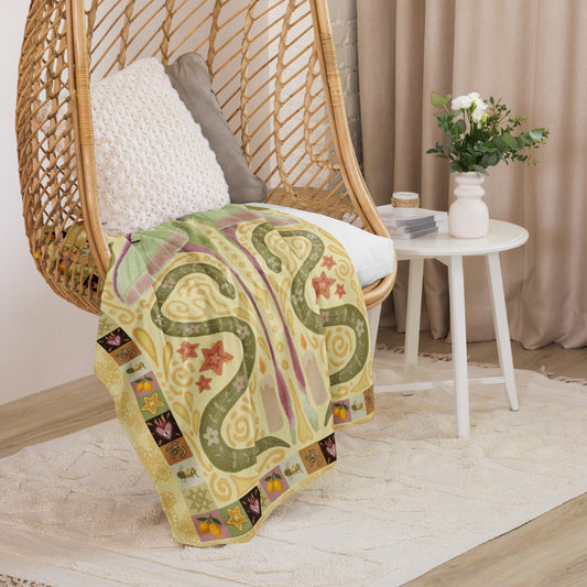 The Western Moth Fleece and Sherpa Blanket