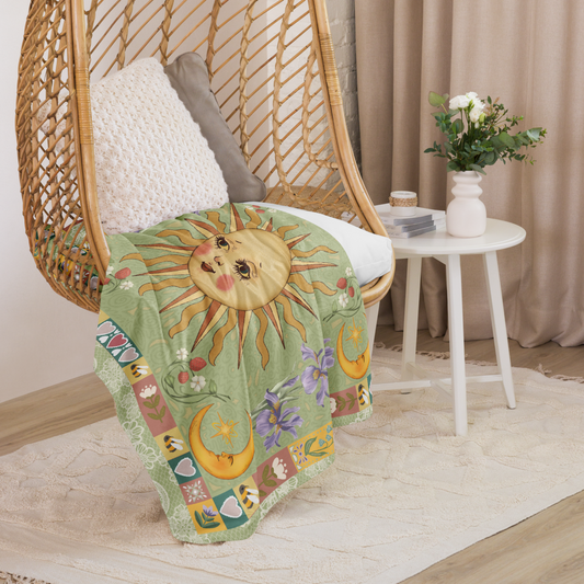 The Folk Art Sun Fleece and Sherpa Blanket