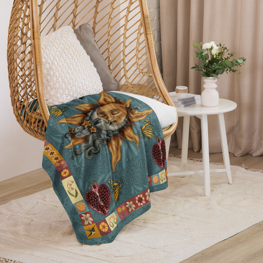 The Autumn Sun & Moon Fleece and Sherpa Blanket