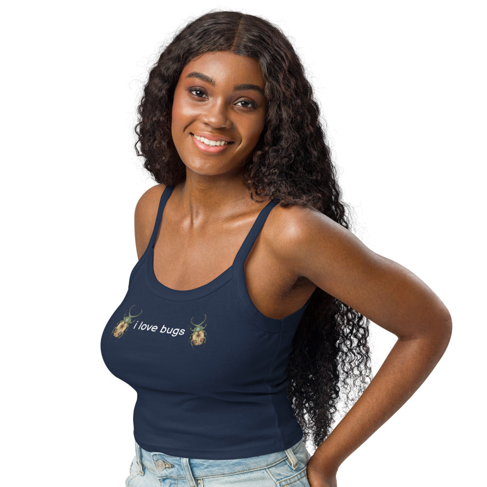 Cropped "i love bugs" Women’s Micro-Rib Tank Top