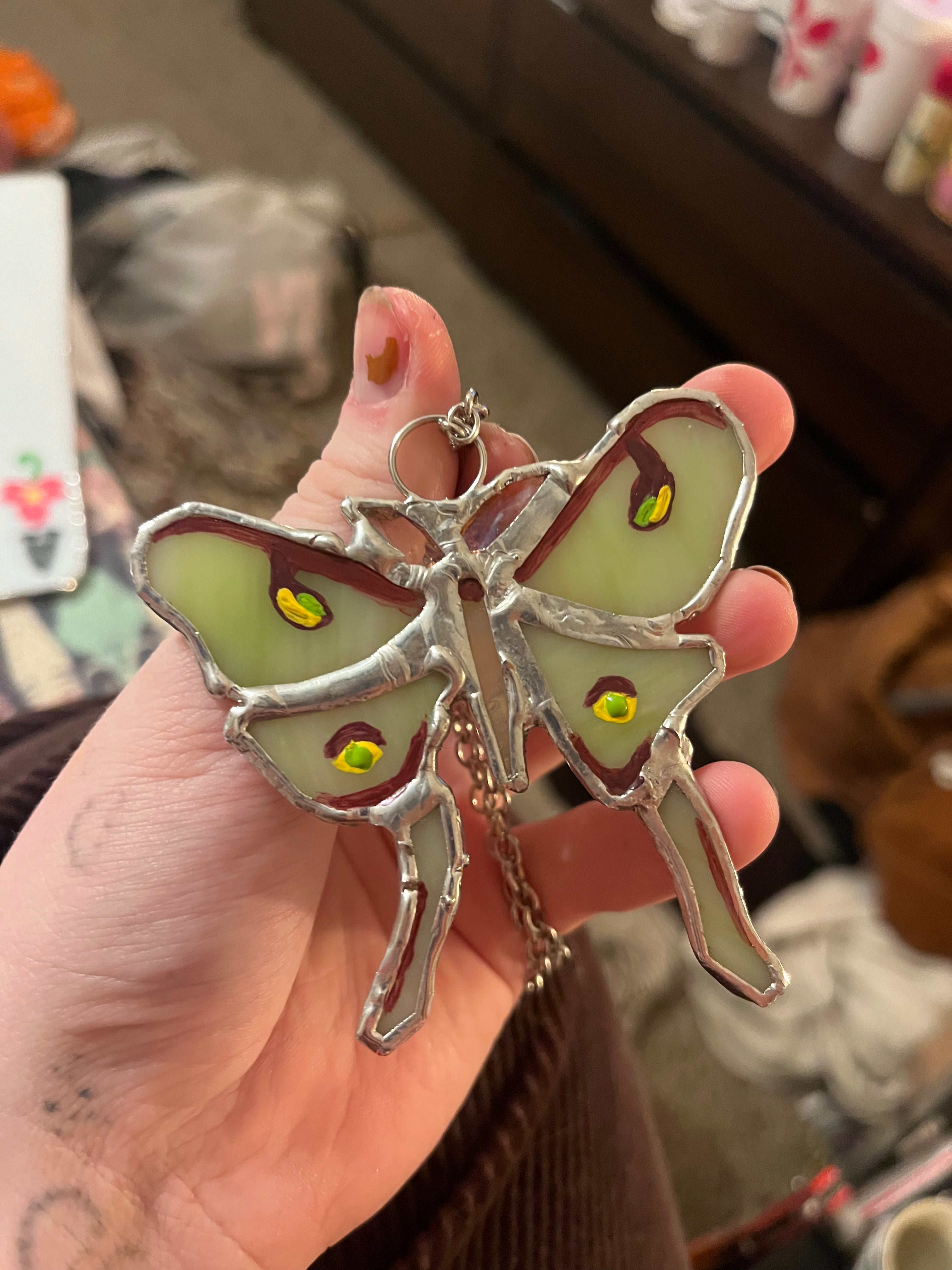 Stained Glass Lunar Moth Necklace