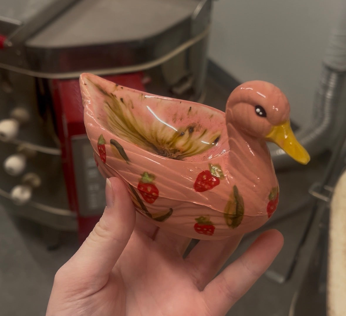 Slip Casted Strawberry Duck Dish