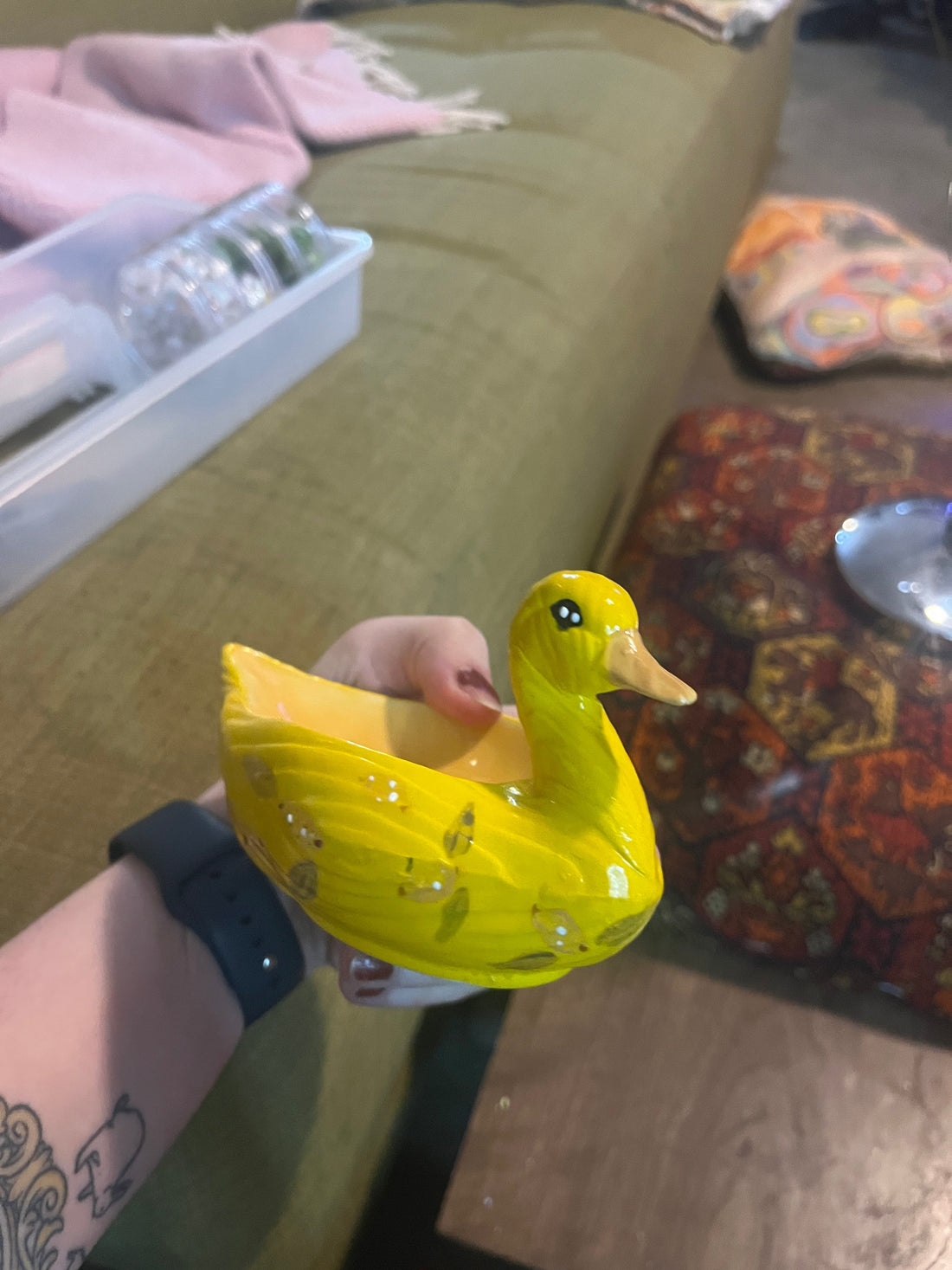 Ceramic Slip Casted Lemon Duck Trinket Dish