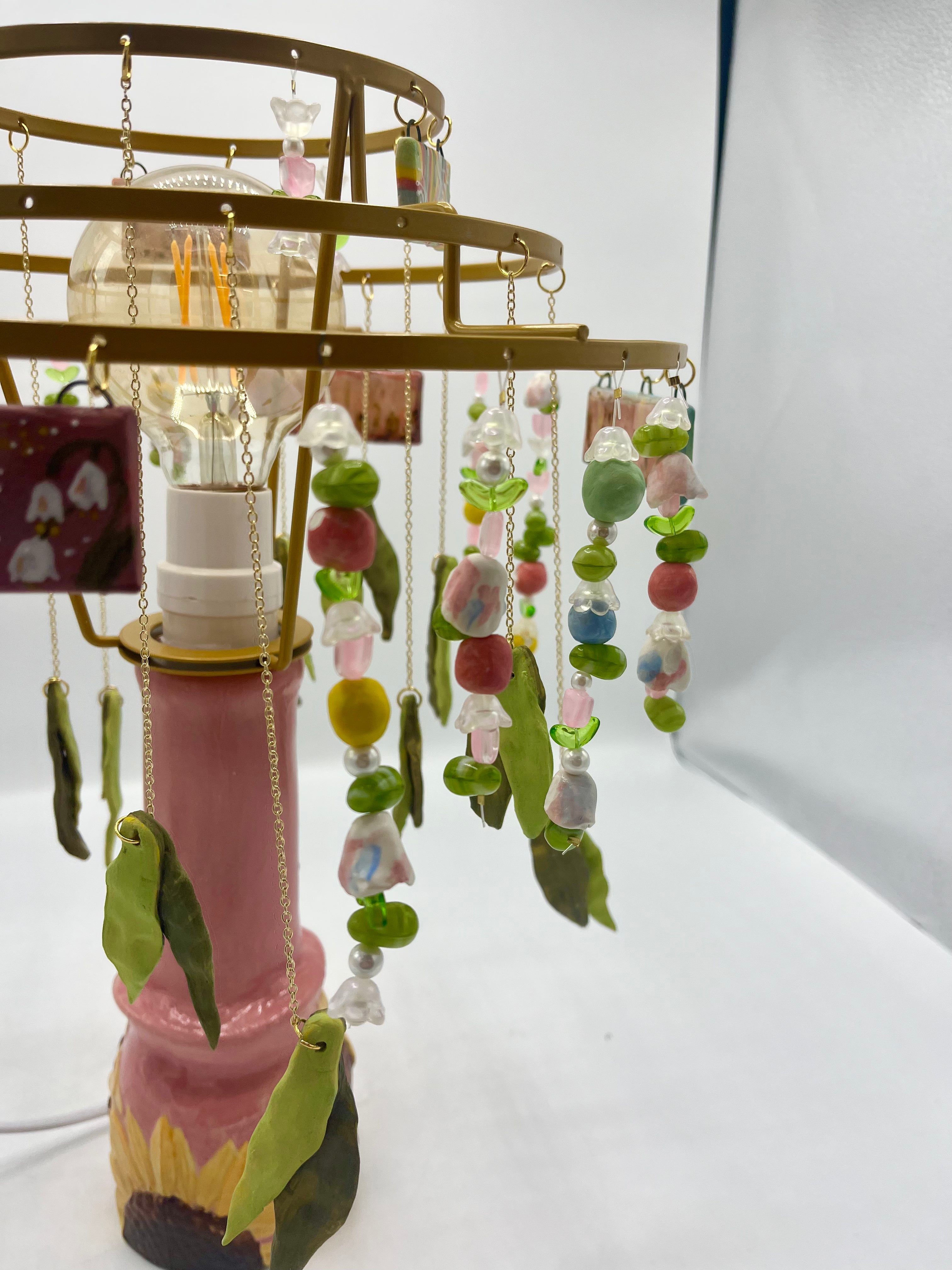 Ceramic Floral Lily Of The Valley Lamp