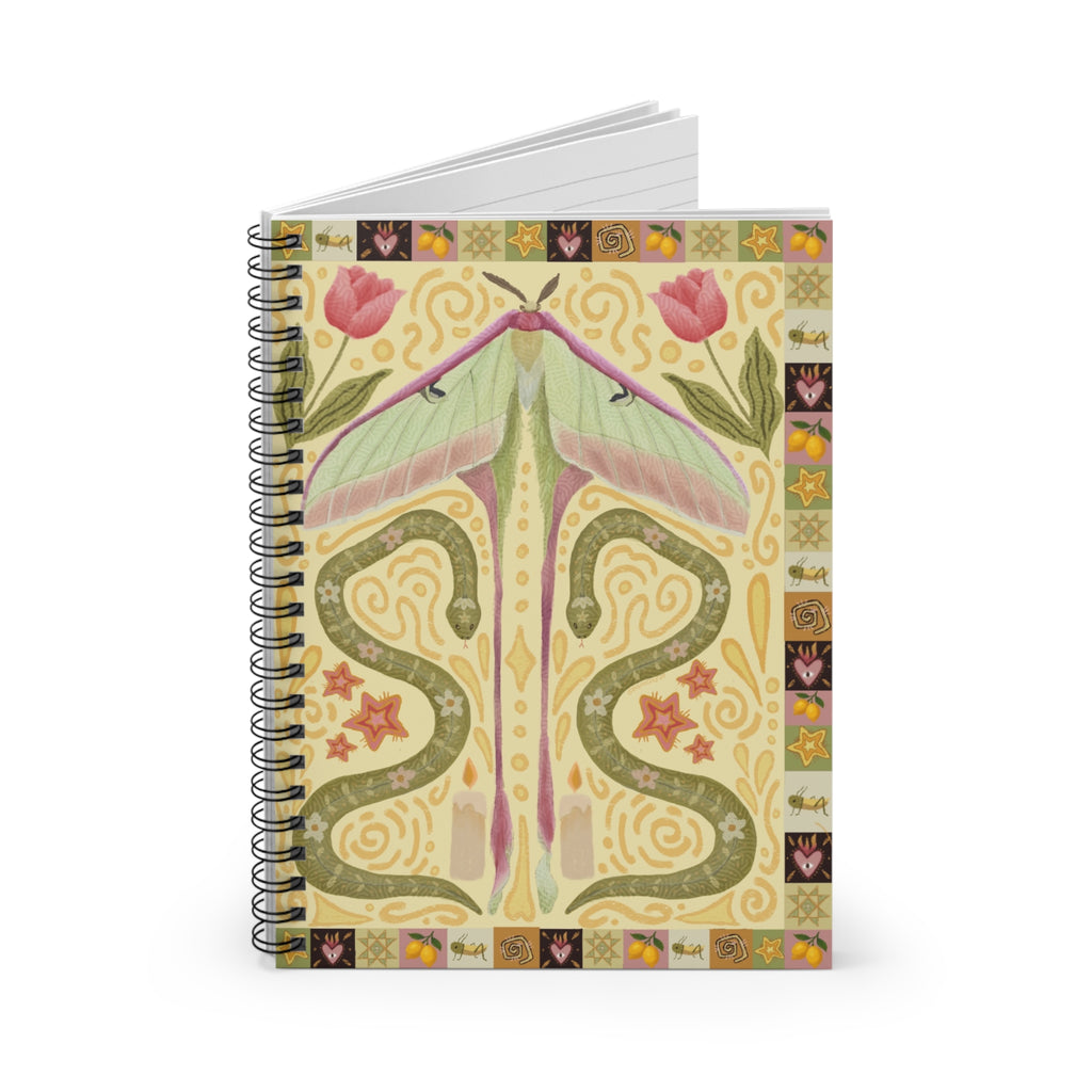Boho Western Moth and Snake Spiral Notebook