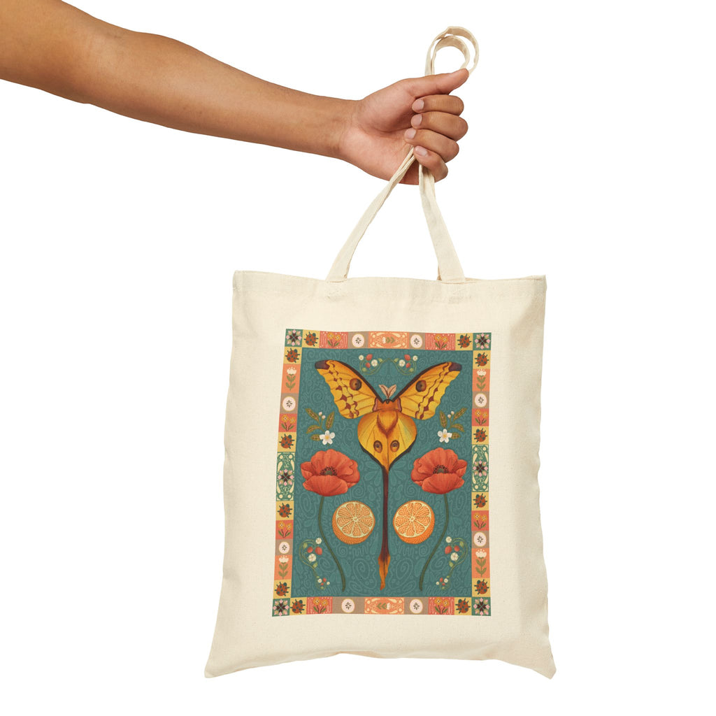 Folk Art Comet Moth Canvas Tote Bag