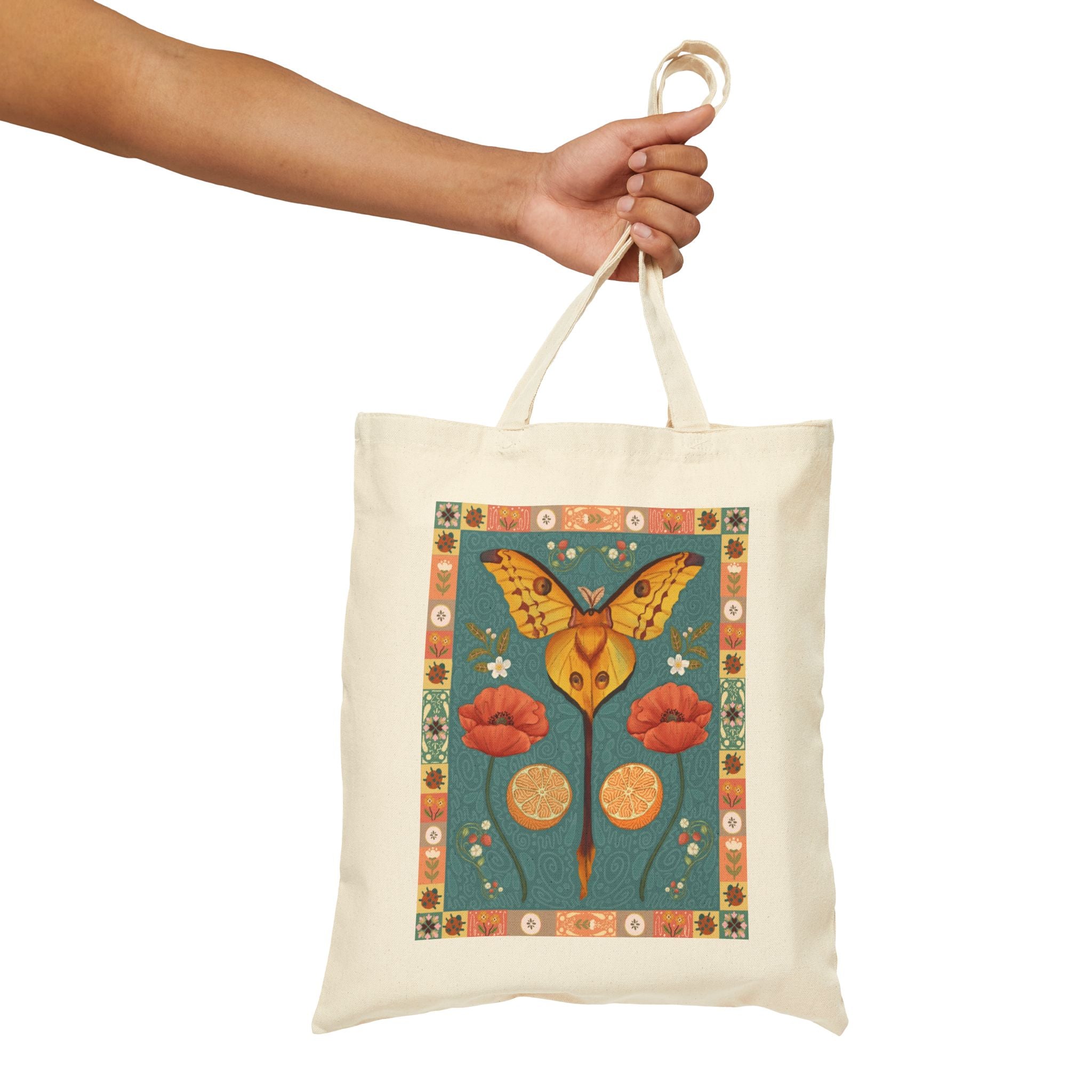 Folk Art Comet Moth Canvas Tote Bag