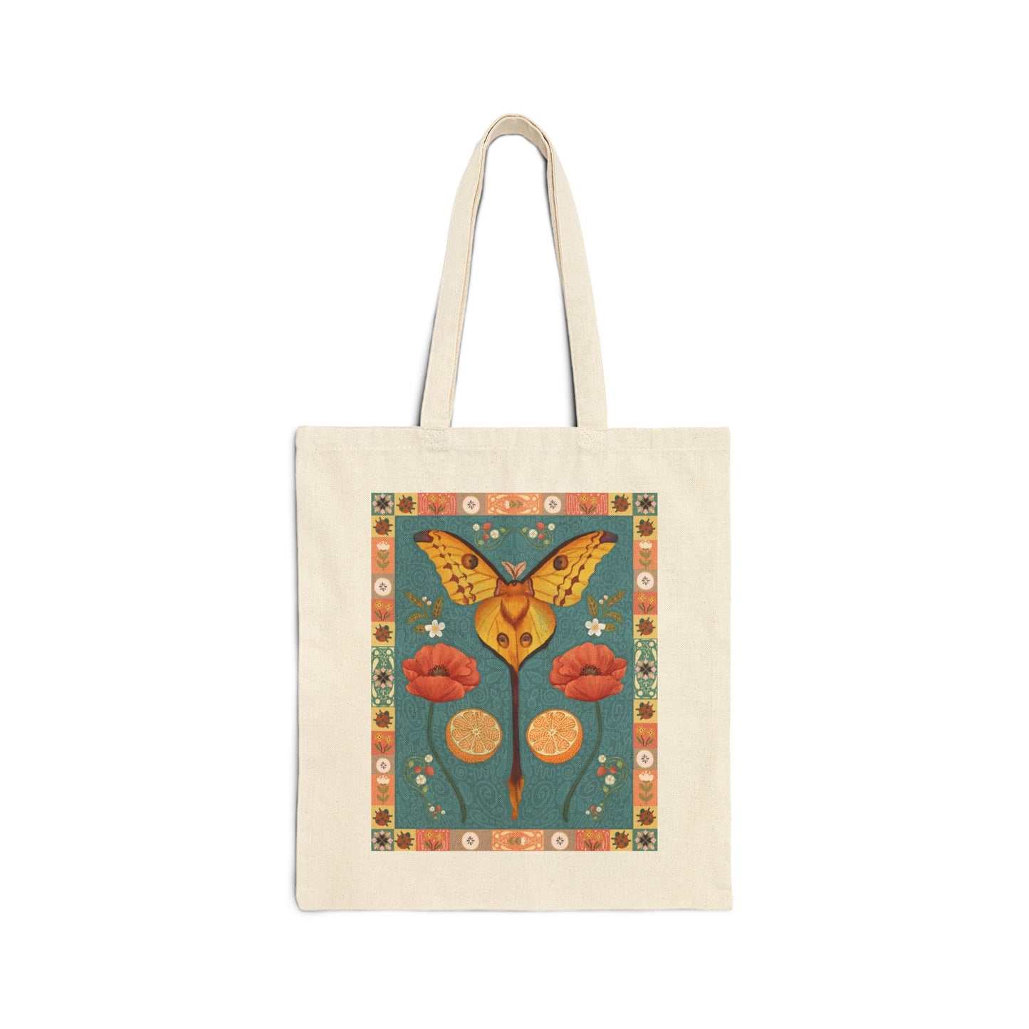 Folk Art Comet Moth Canvas Tote Bag