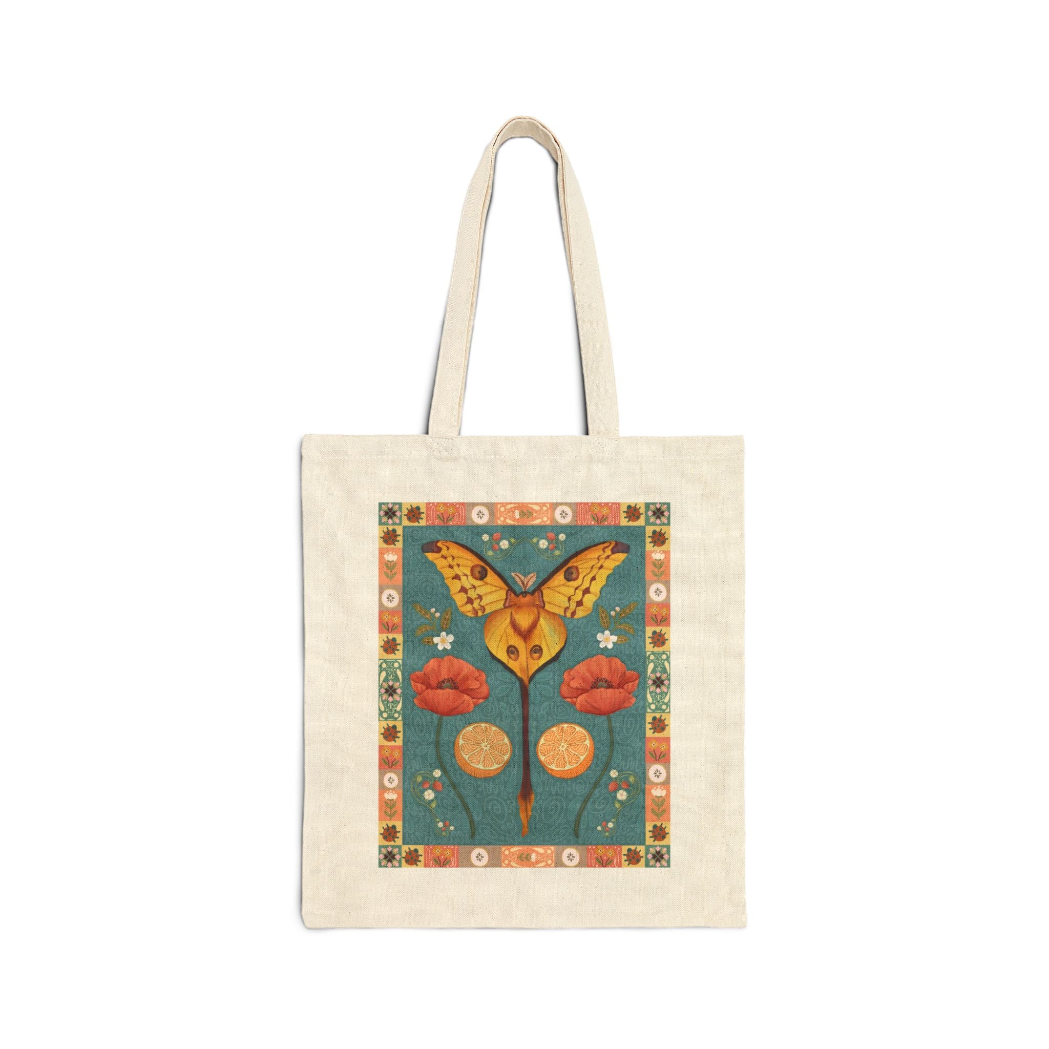 Folk Art Comet Moth Canvas Tote Bag
