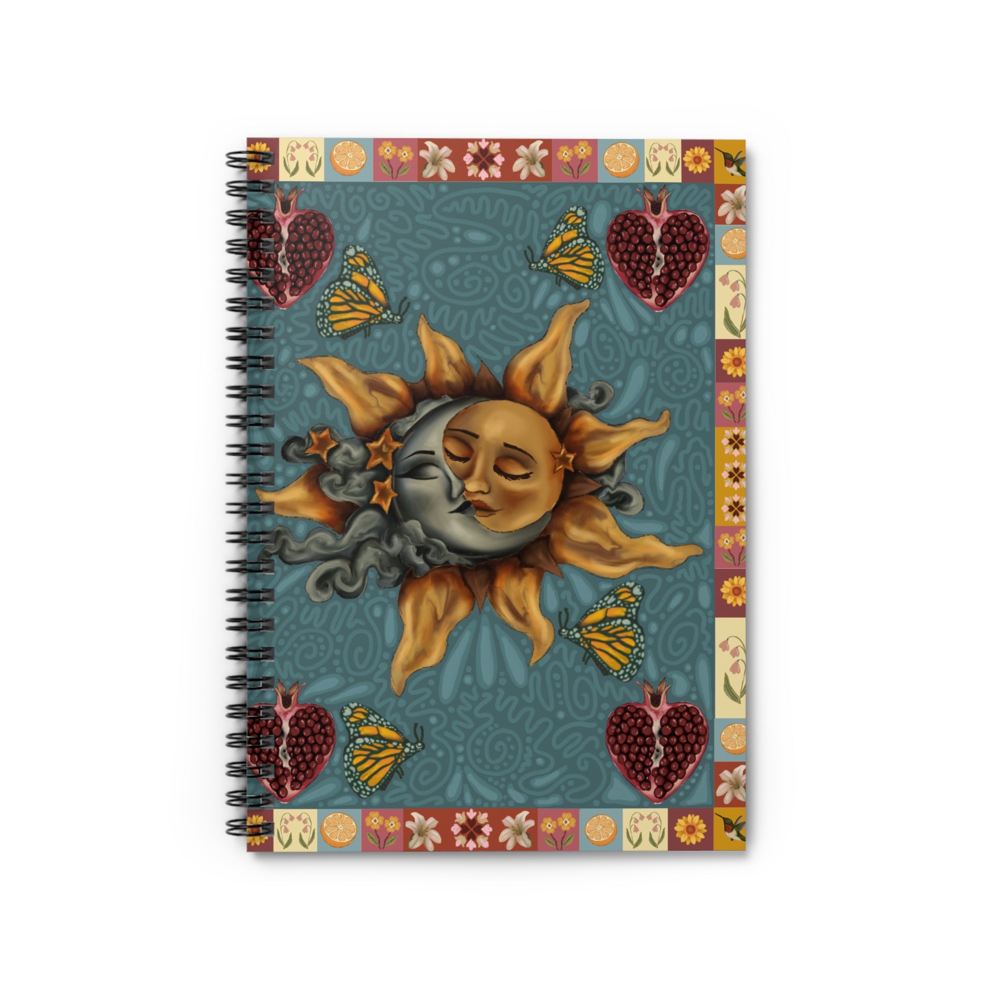Autumn Celestial Sun and Moon Spiral Notebook