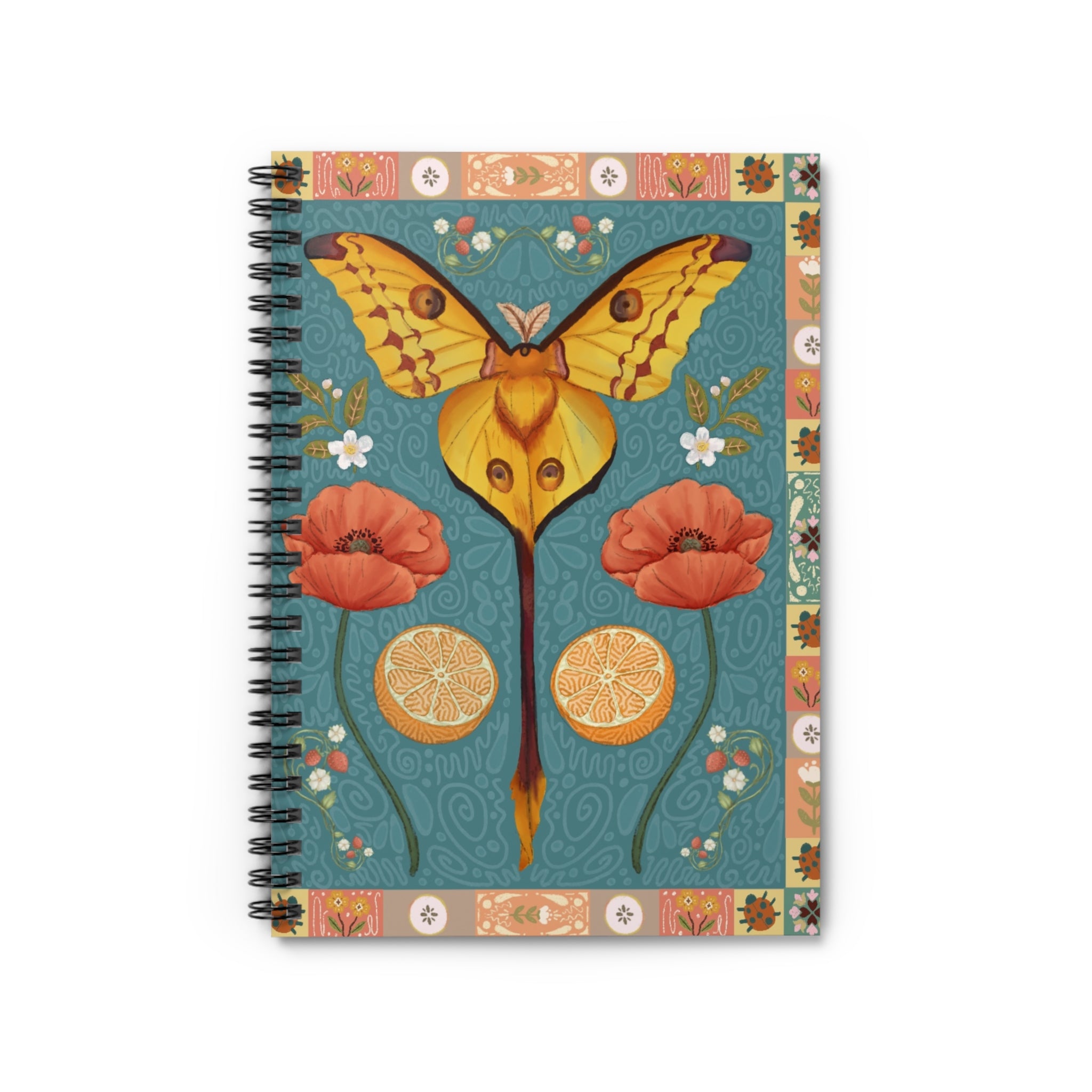 Folk Art Comet Moth Spiral Notebook