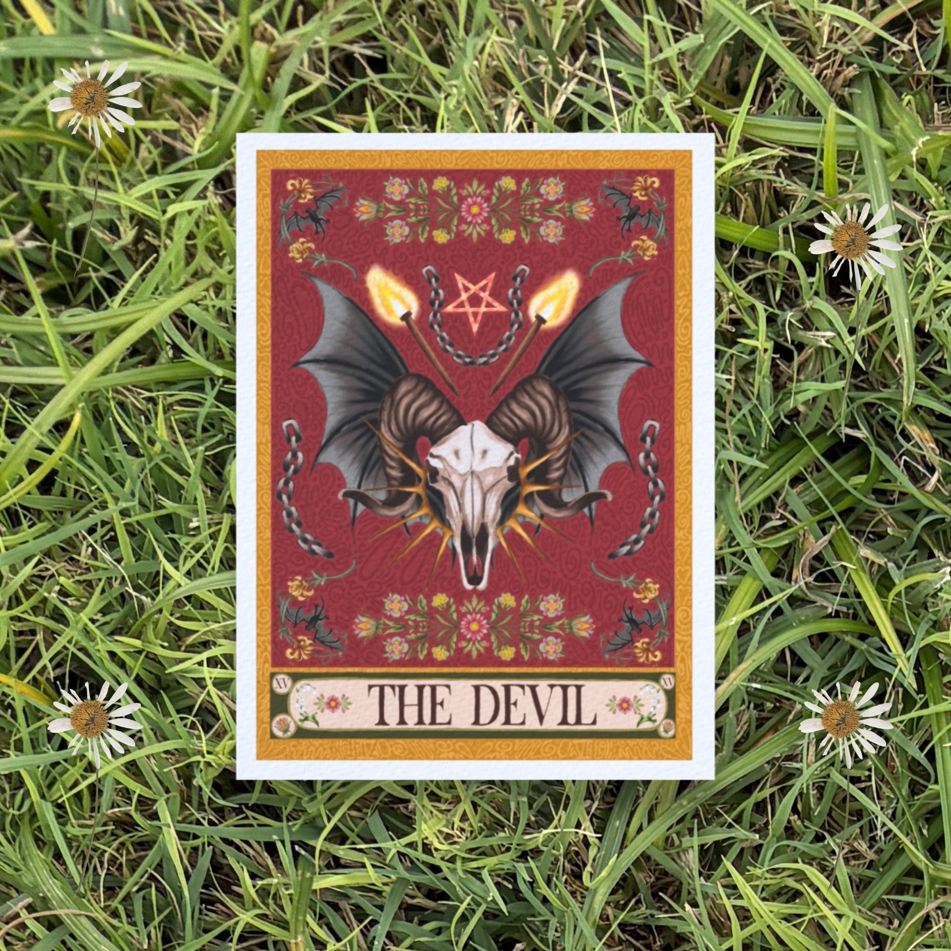 5x7 Folk Art Tarot Card Fine Art Print "The Devil"