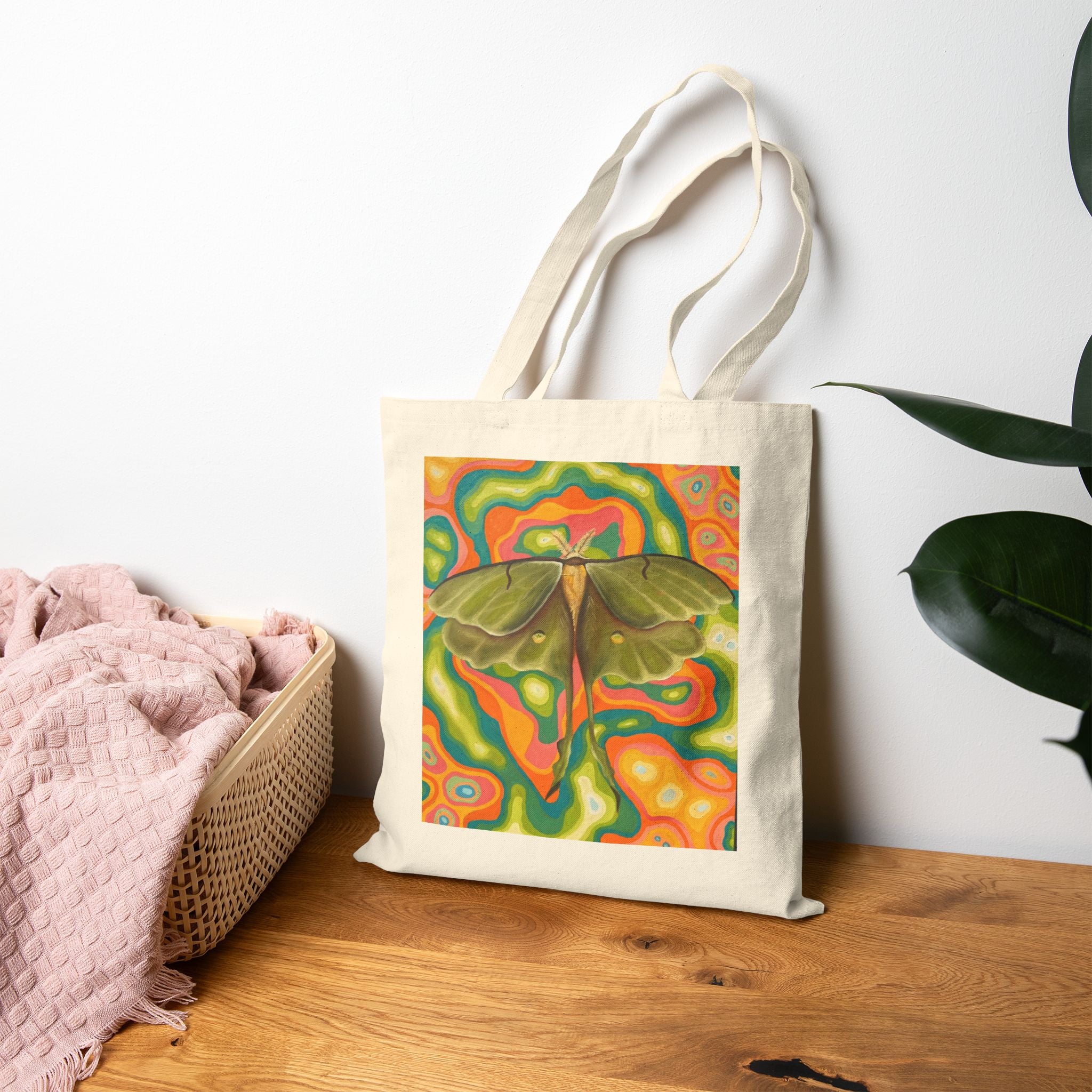 Abstract Lunar Moth Canvas Tote Bag