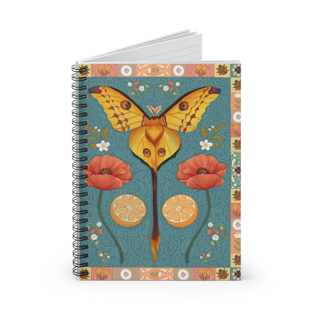 Folk Art Comet Moth Spiral Notebook