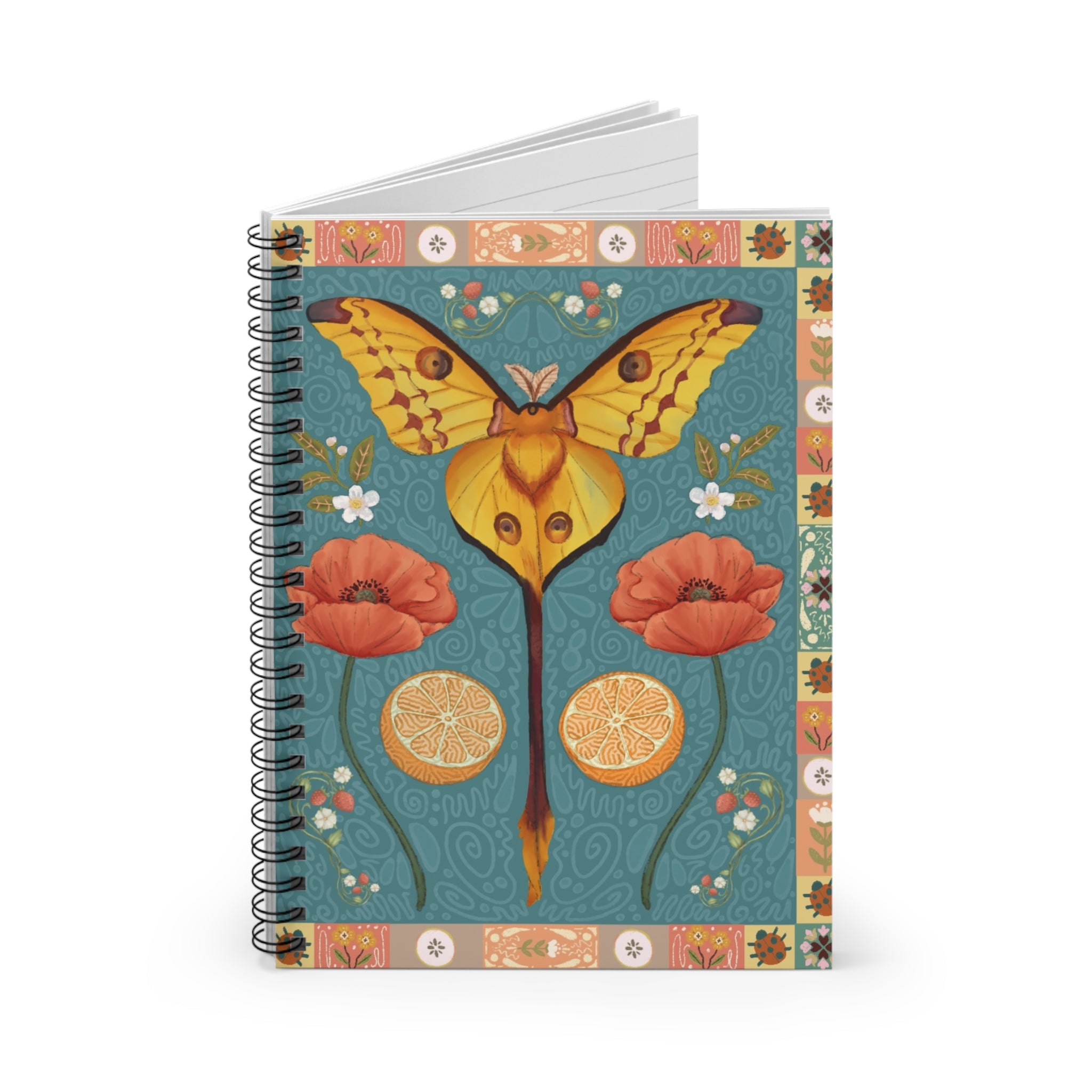 Folk Art Comet Moth Spiral Notebook