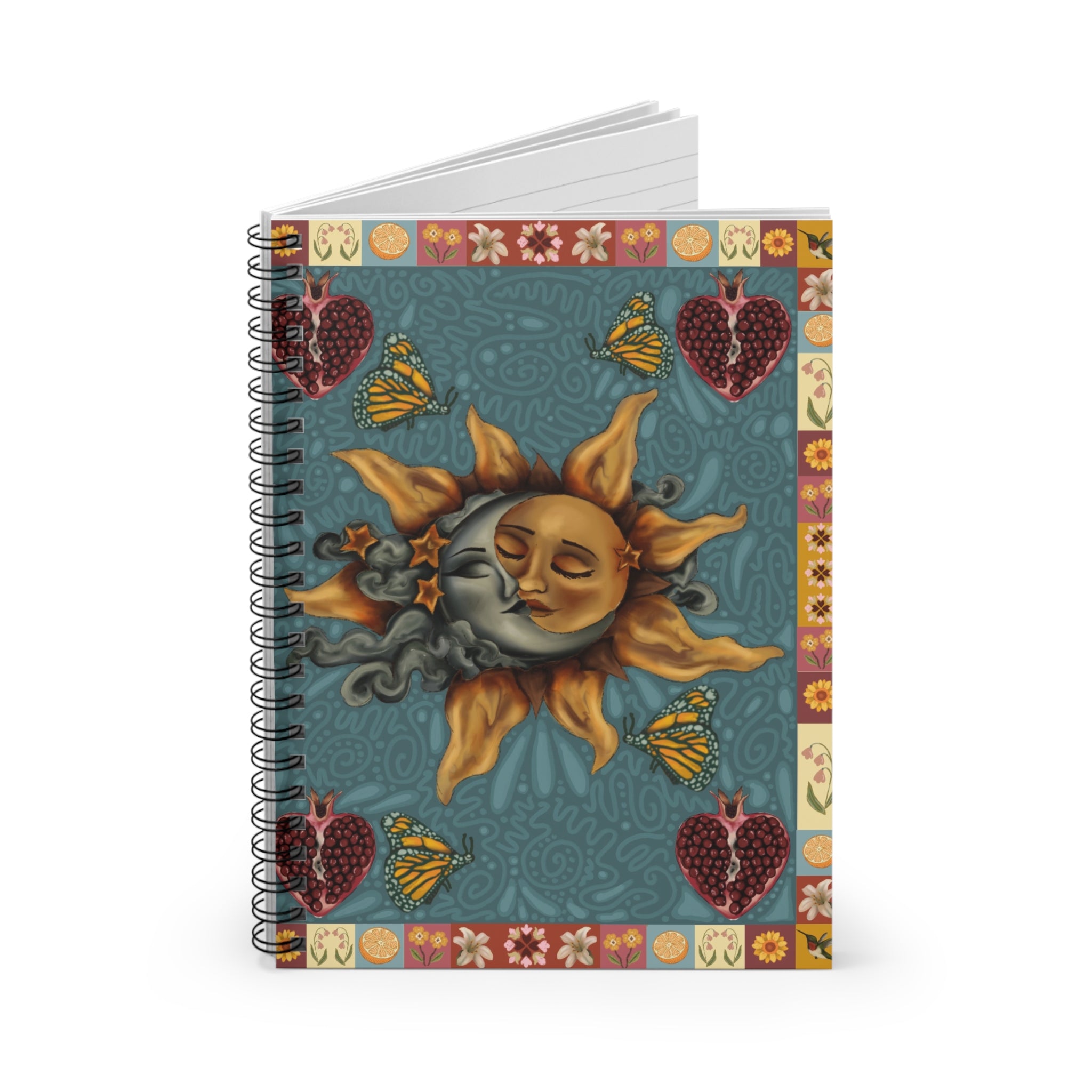 Autumn Celestial Sun and Moon Spiral Notebook