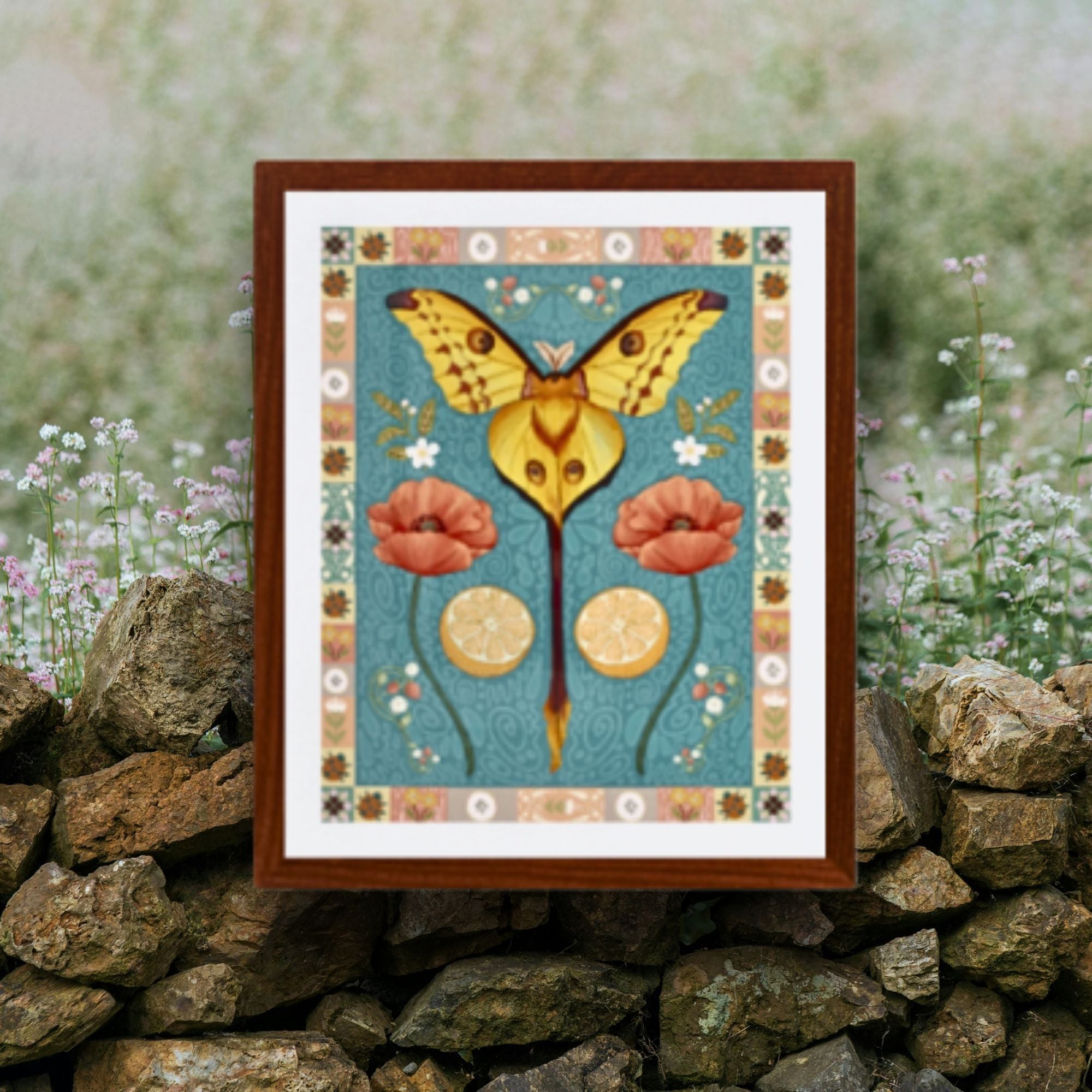 Folk Art Comet Moth Fine Art Print