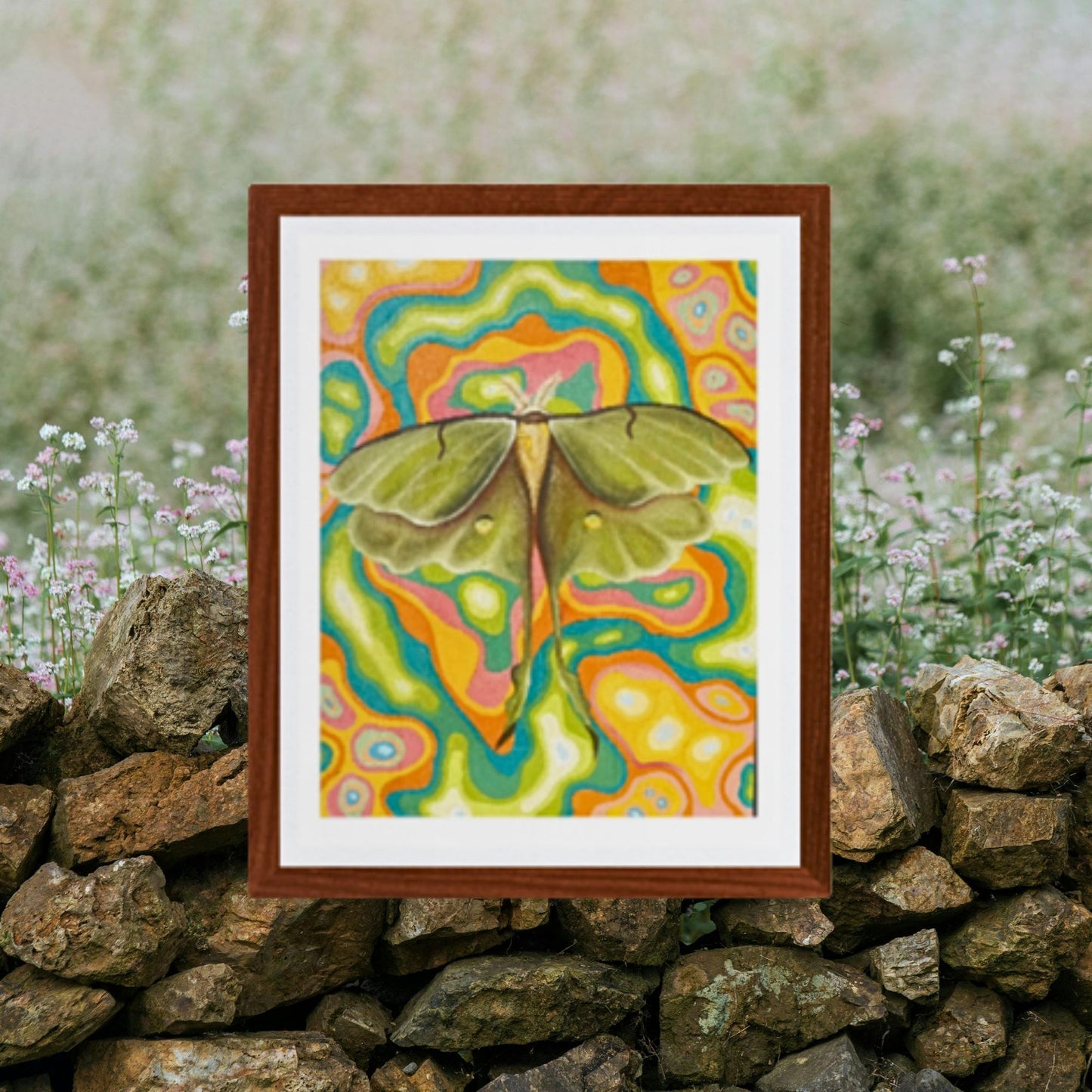 Abstract Psychedelic Lunar Moth Fine Art Print