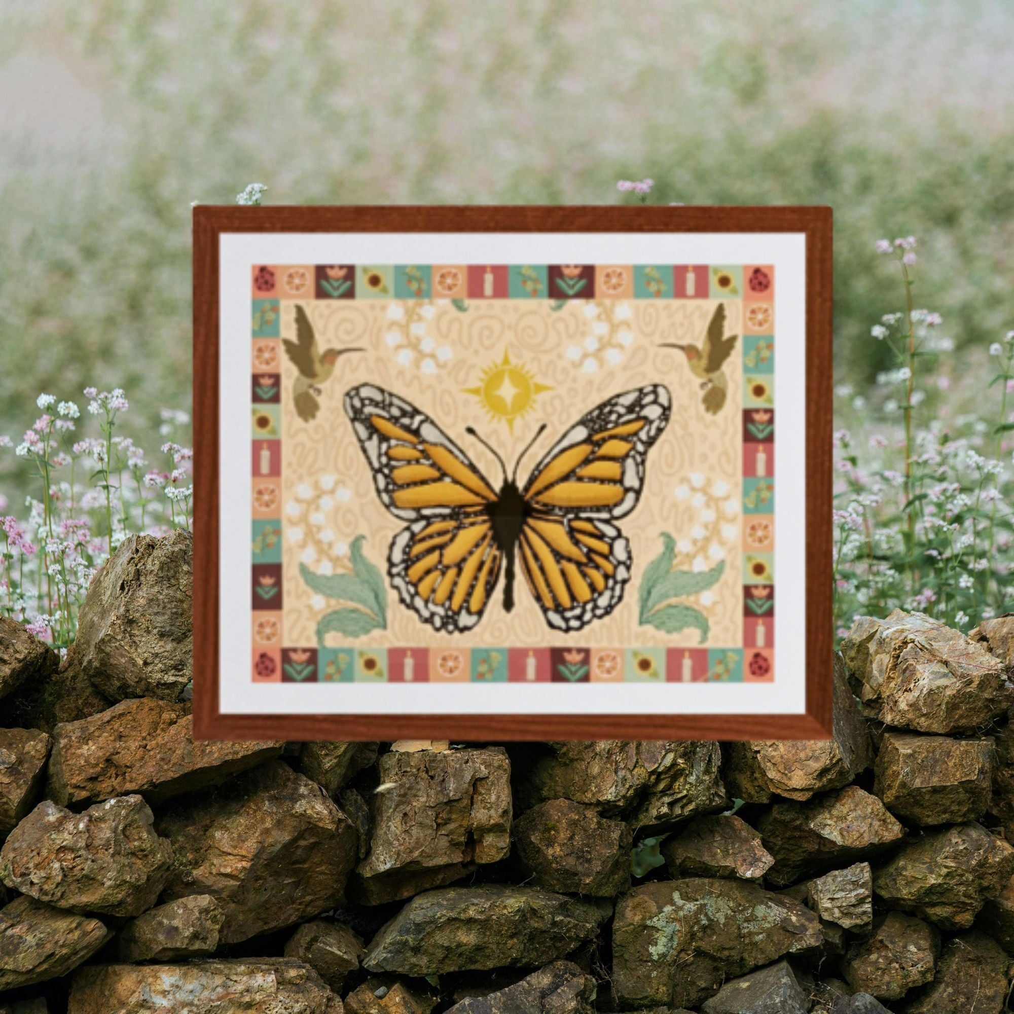Folk Art Monarch Butterfly Fine Art Print