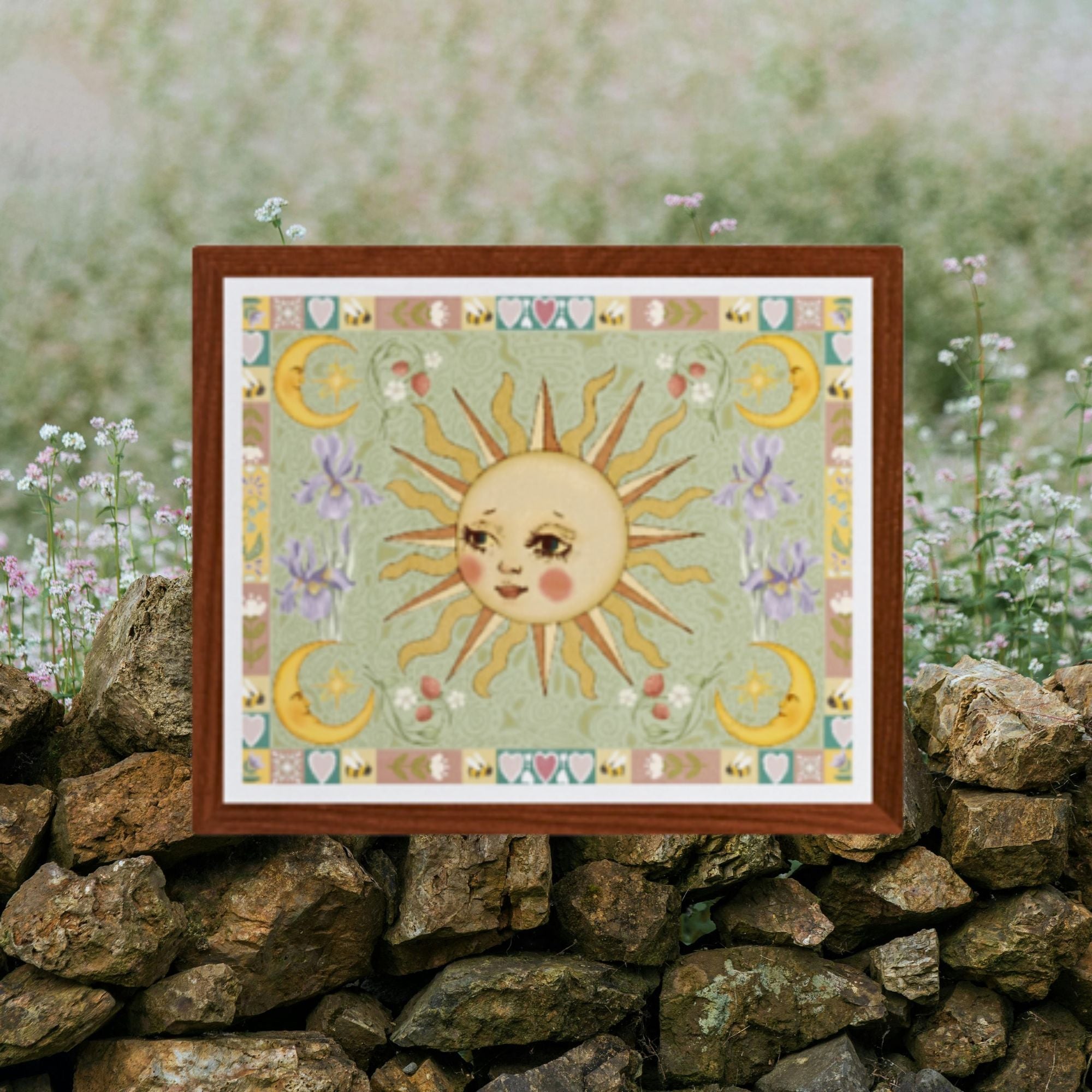 Folk Art Celestial Moon Fine Art Print