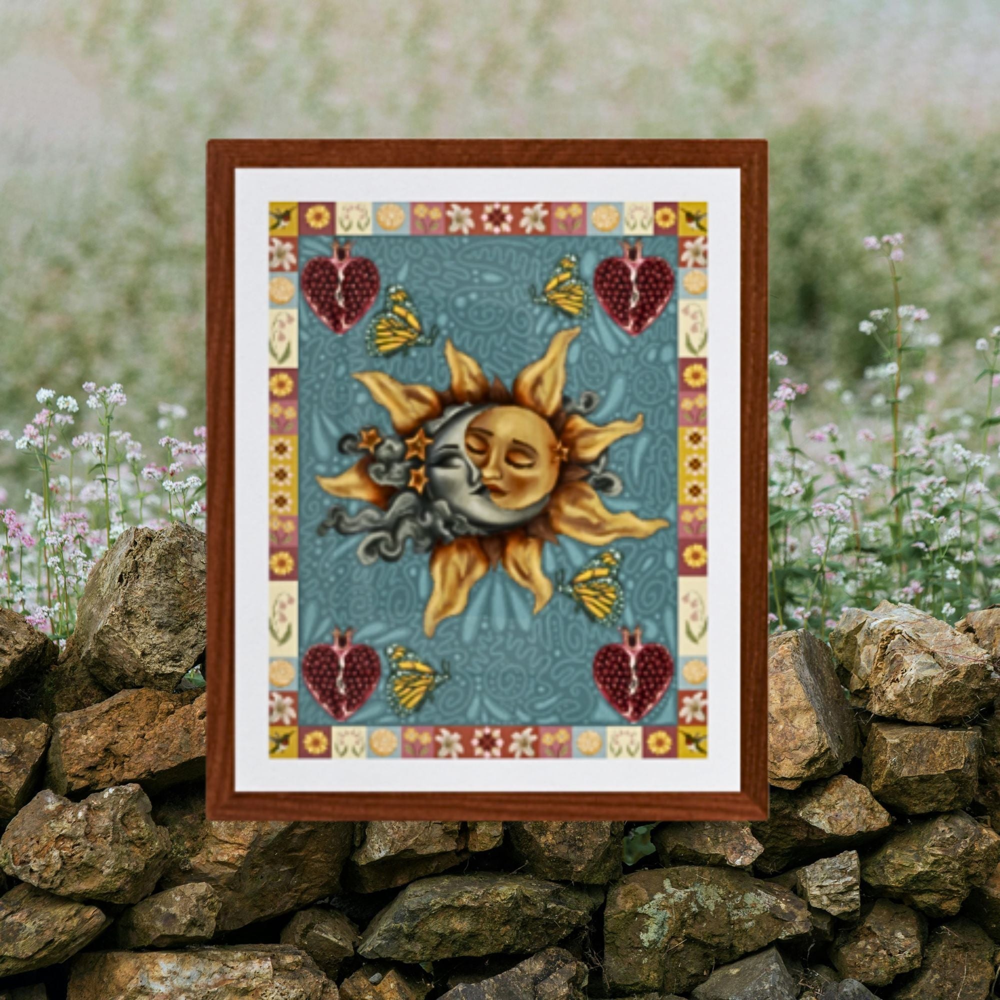 Autumn Celestial Sun and Moon Fine Art Print