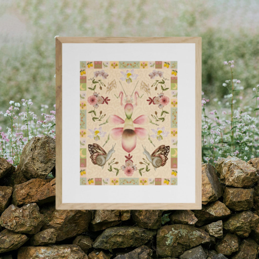 Folk Art Orchid Mantis Fine Art Print