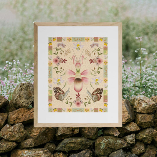 Folk Art Orchid Mantis Fine Art Print