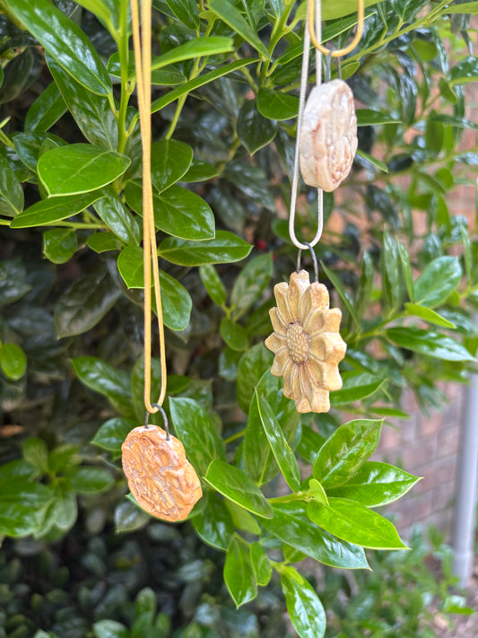 Ceramic Sunflower Necklace (Gold Chain)