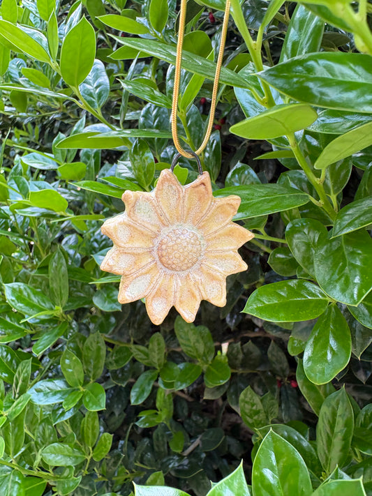 Ceramic Sunflower Necklace (Gold Chain)