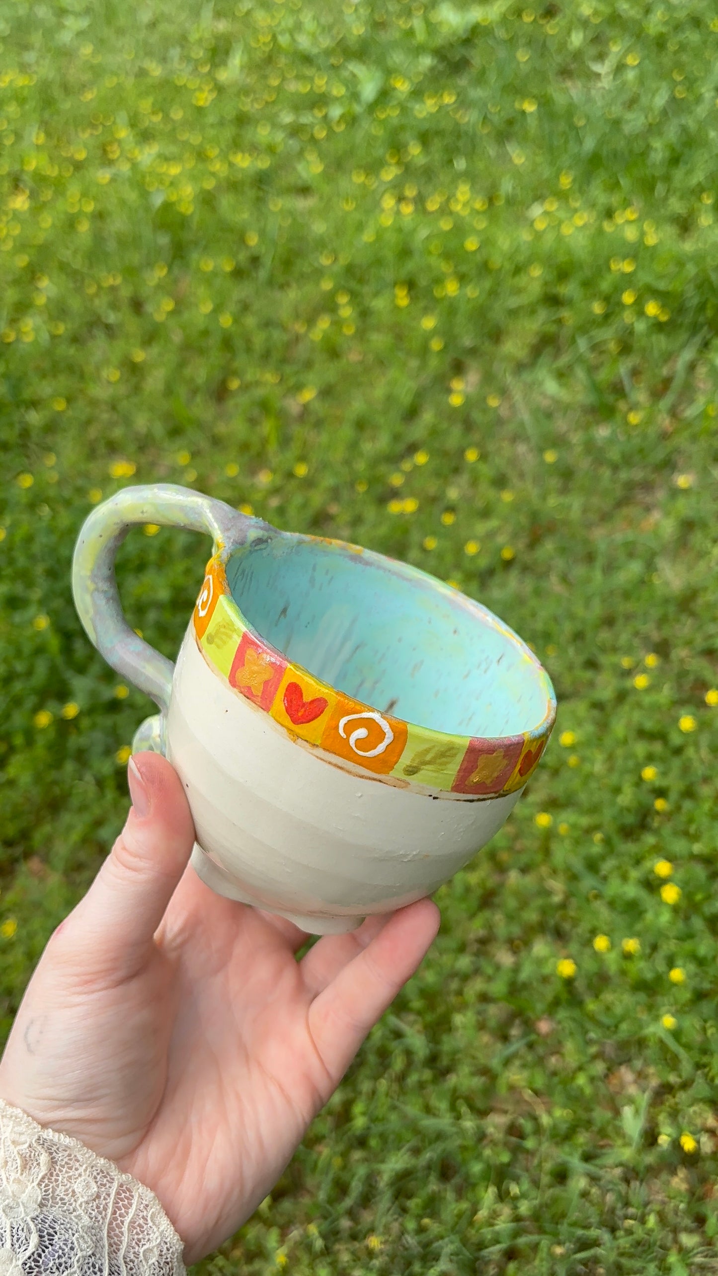 Folk Art Floral Ceramic Mug (Blue Edition)