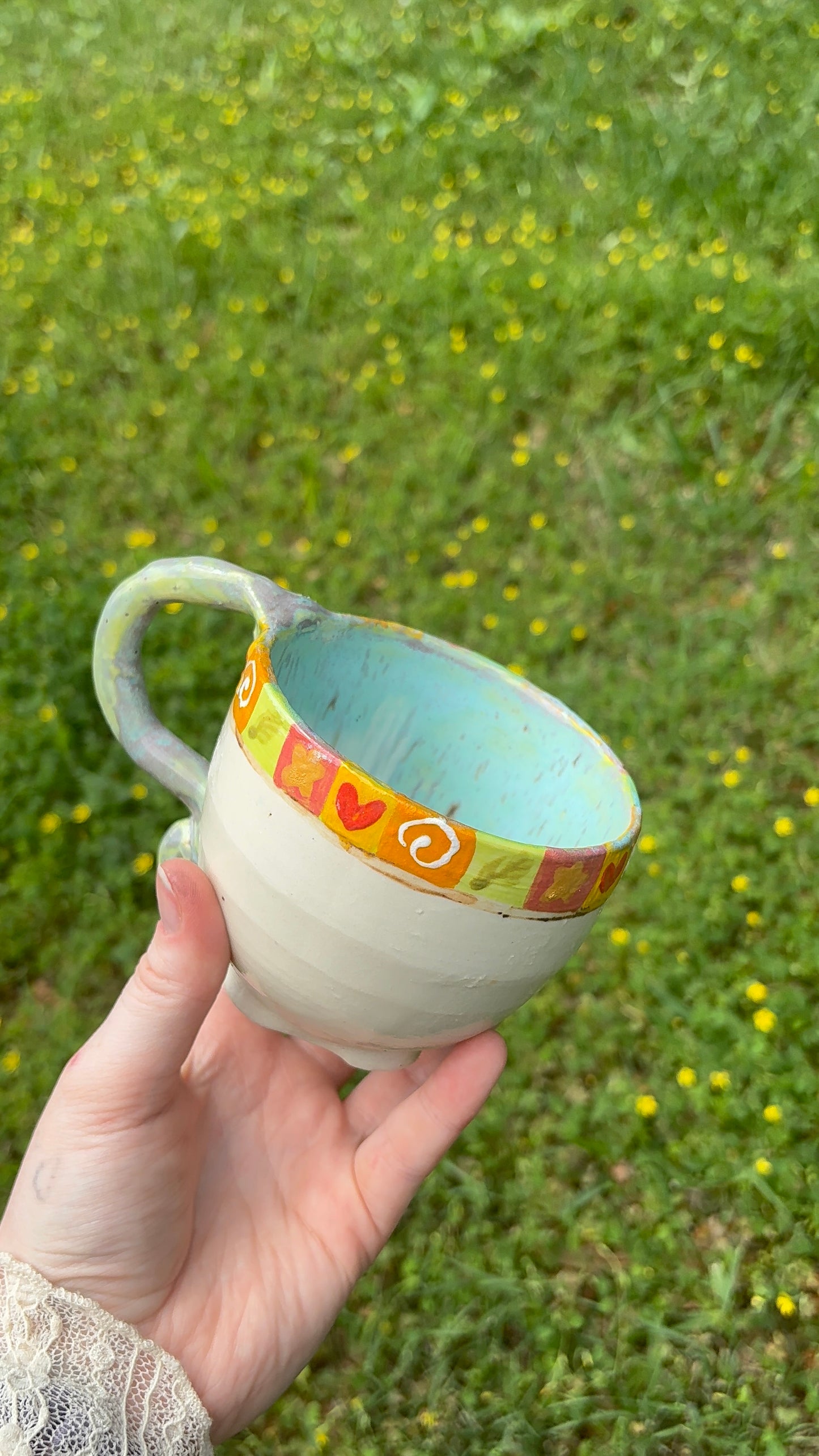 Folk Art Floral Ceramic Mug (Blue Edition)