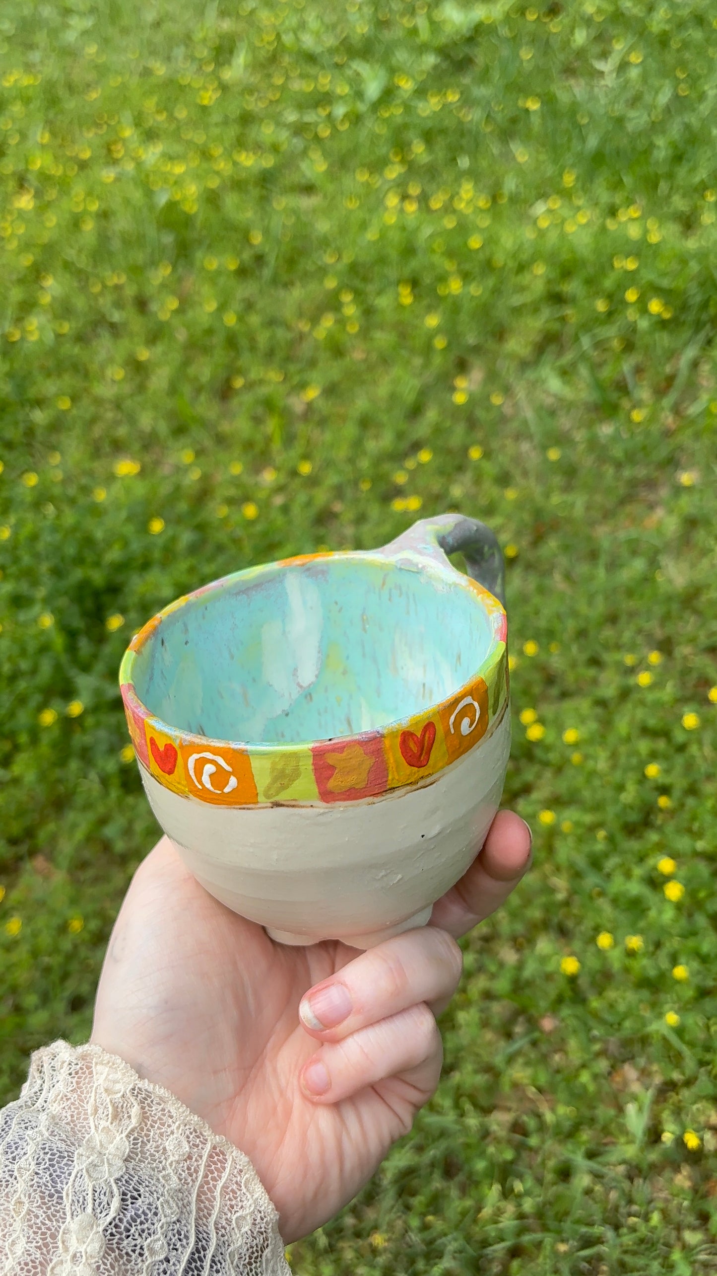 Folk Art Floral Ceramic Mug (Blue Edition)