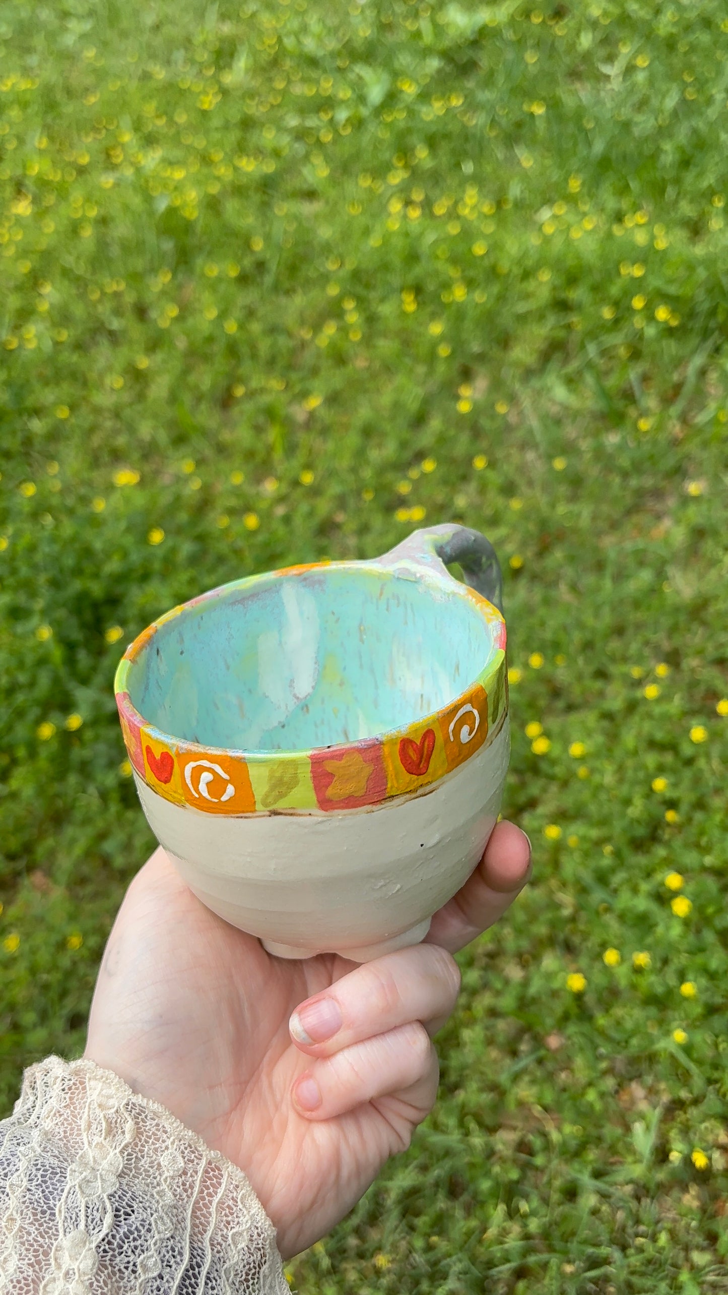 Folk Art Floral Ceramic Mug (Blue Edition)