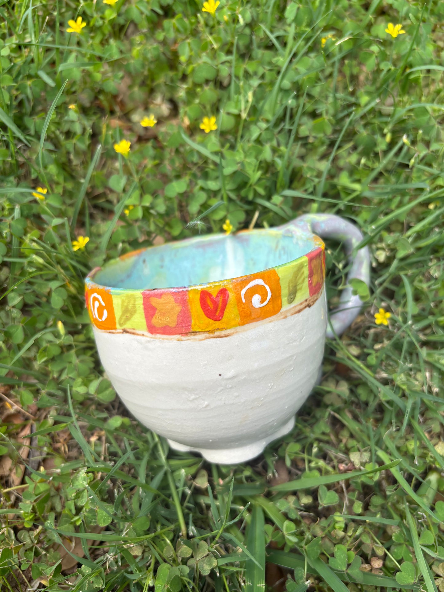 Folk Art Floral Ceramic Mug (Blue Edition)