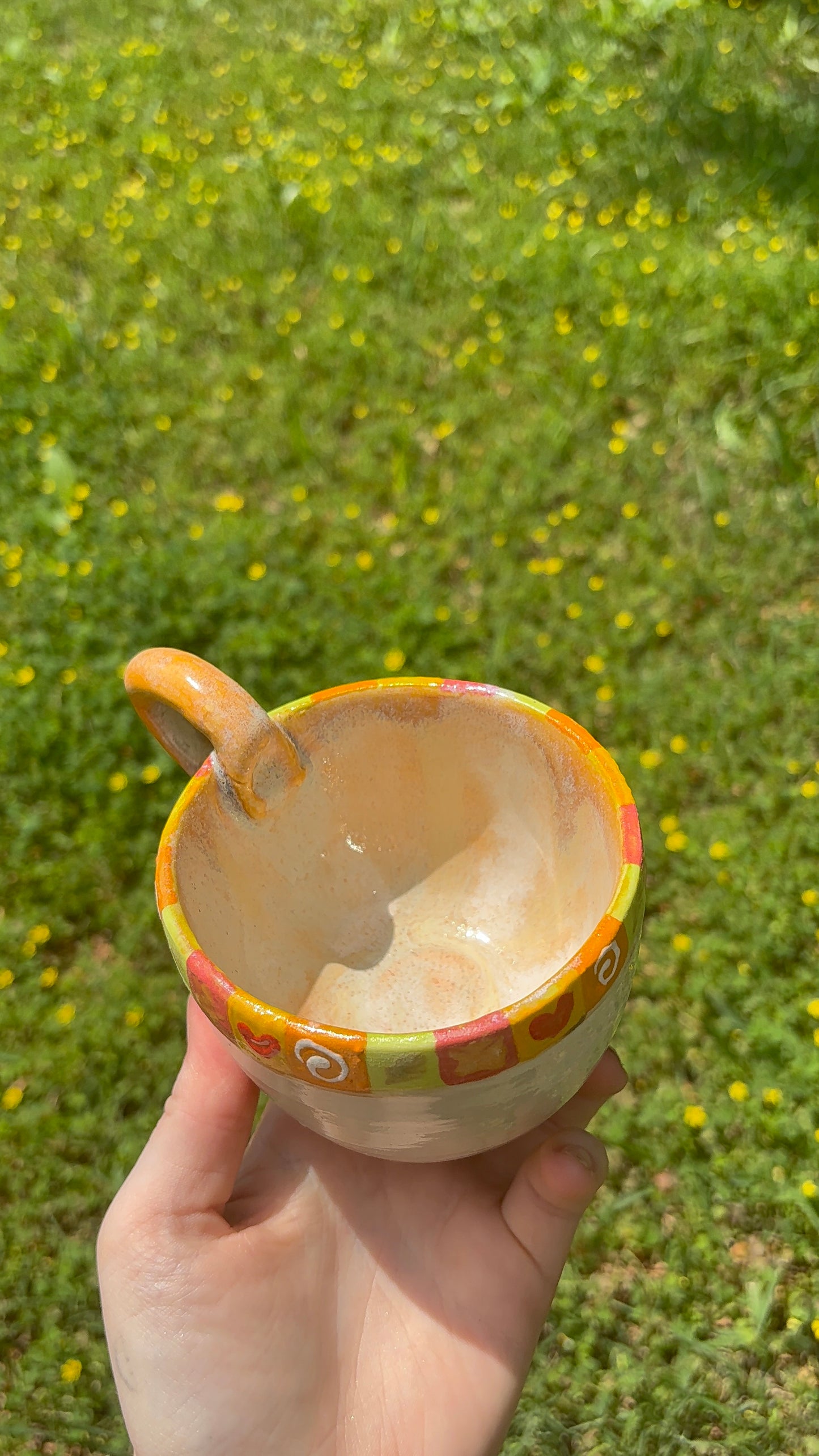 Folk Art Floral Ceramic Mug (Orange Edition)