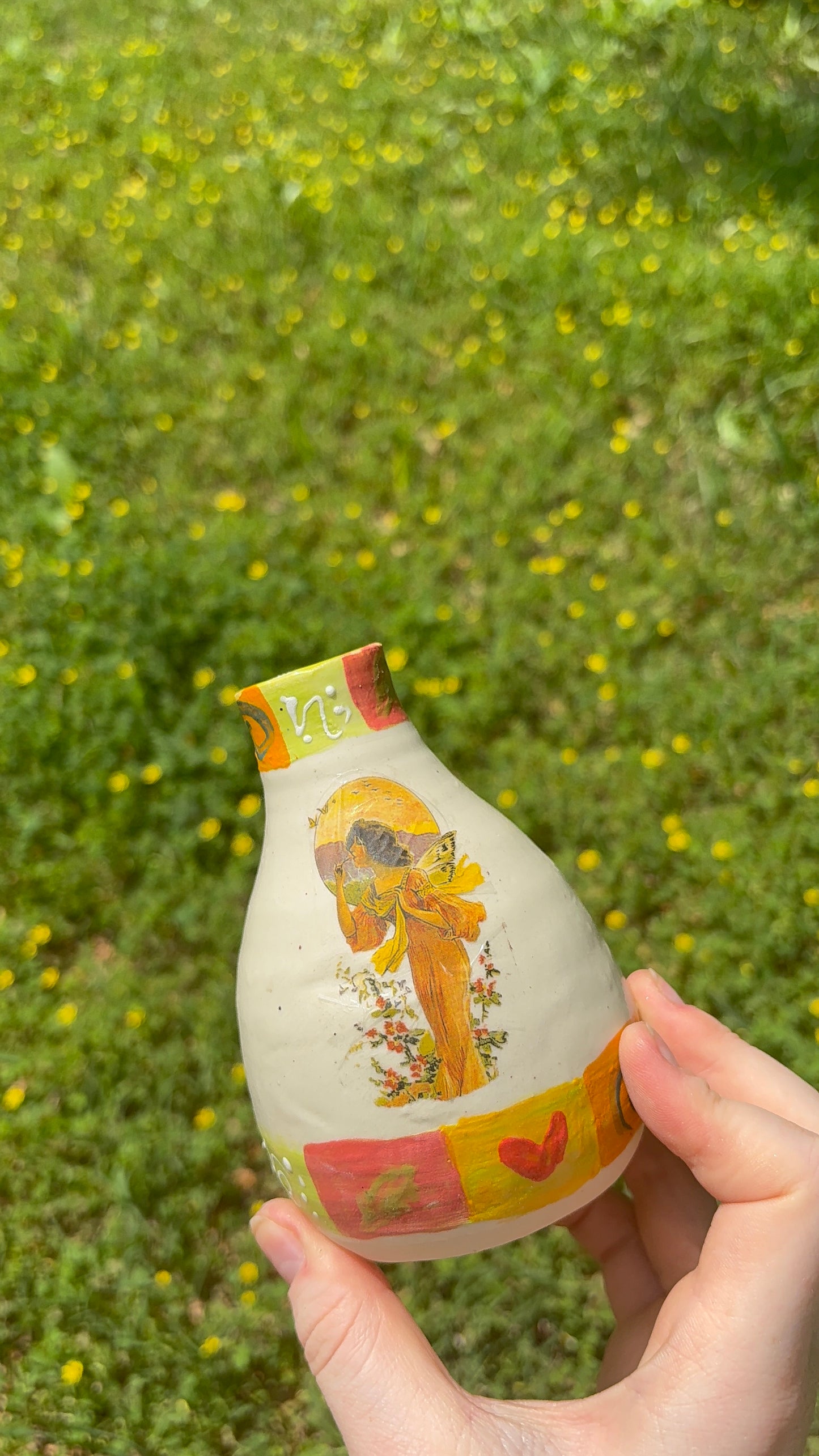 Folk Art Fairy Ceramic Soap/ Lotion Dispenser