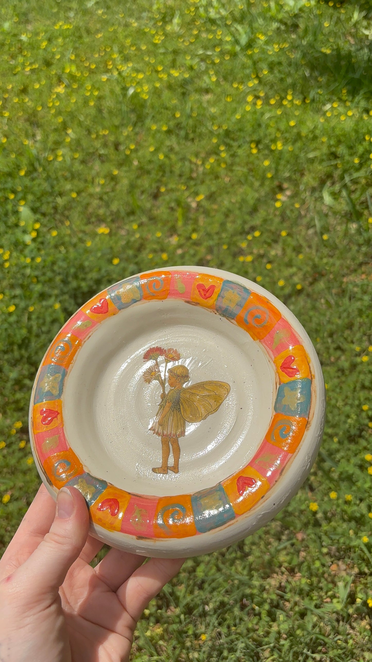 Folk Art Fairy Ceramic Bubble Plate