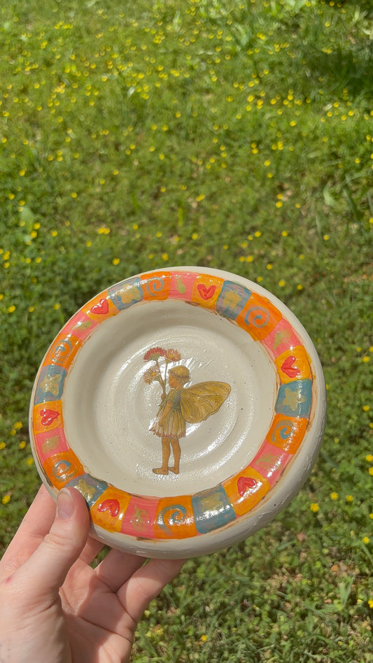 Folk Art Fairy Ceramic Bubble Plate